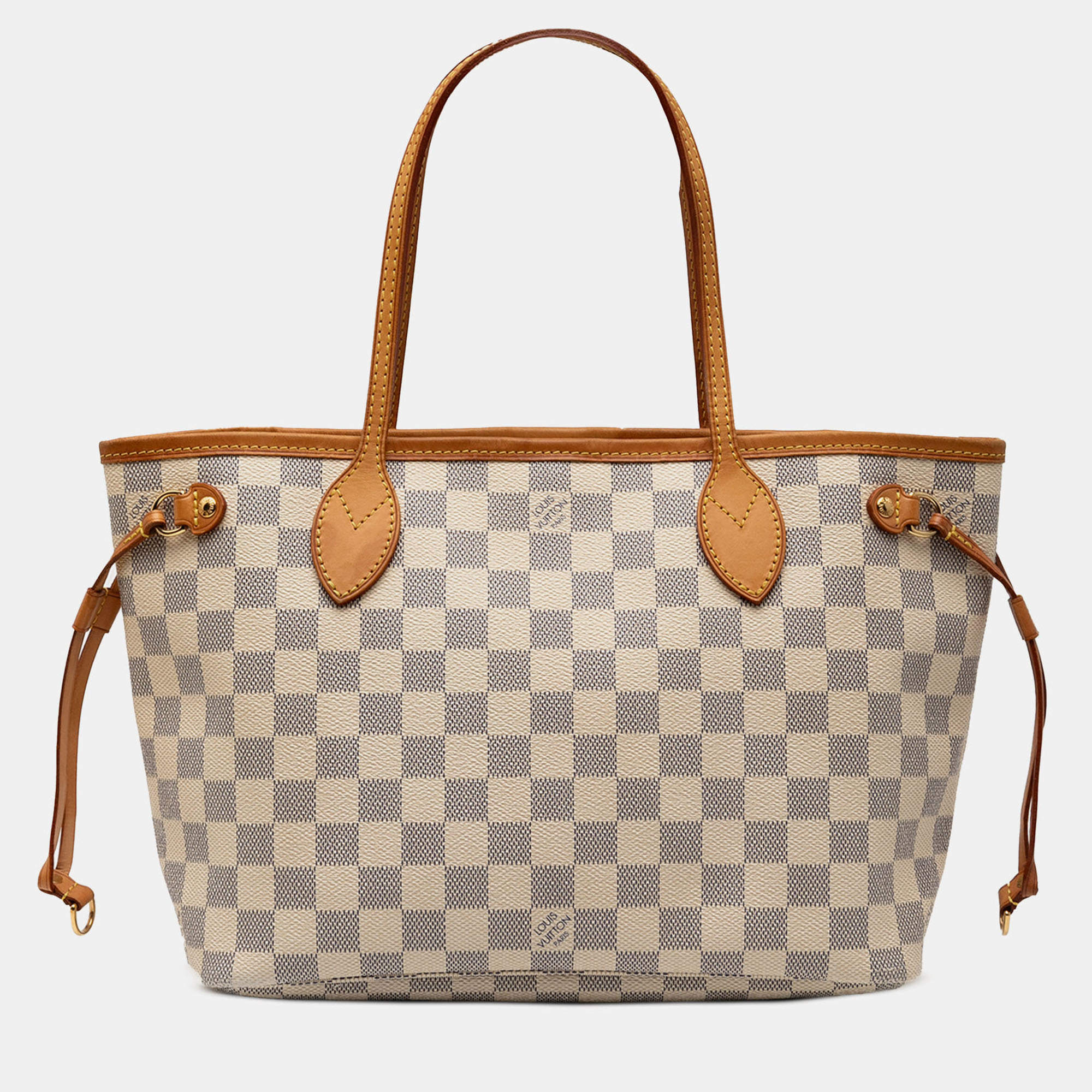 Pre Owned Louis Vuitton White Damier Azur Neverfull PM