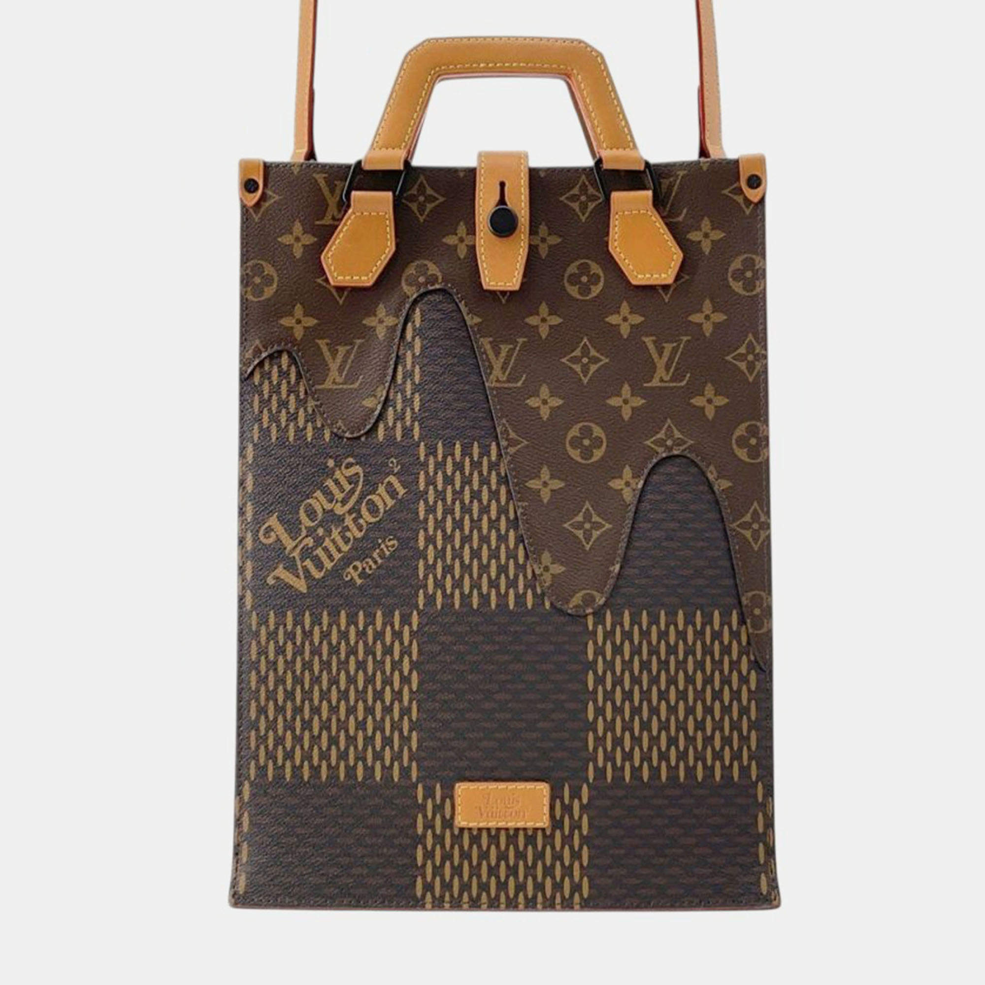 Pre Owned Louis Vuitton Brown Nigo Giant Damier Ebene Monogram Mini Tote