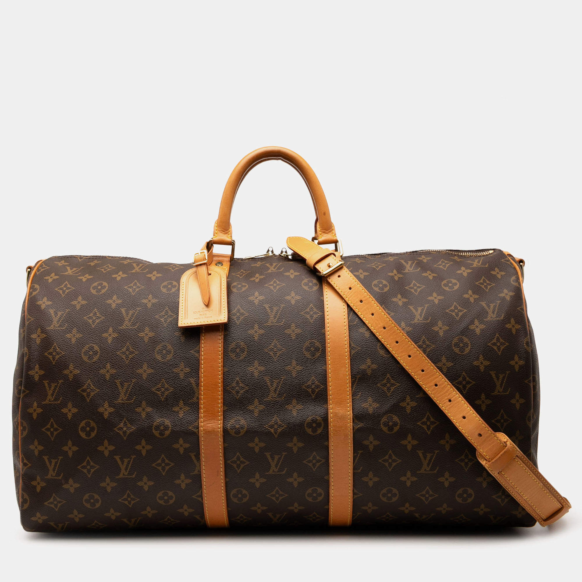 Pre Owned Louis Vuitton Brown Monogram Keepall Bandouliere 55