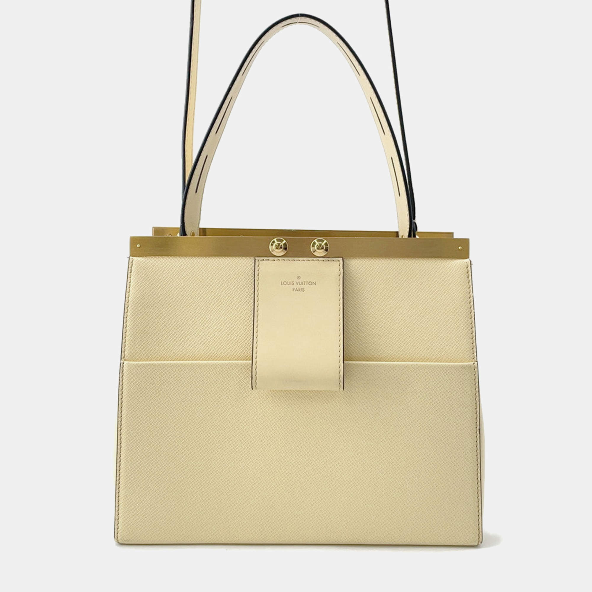 Pre Owned Louis Vuitton City Frame Yellow Taiga Leather