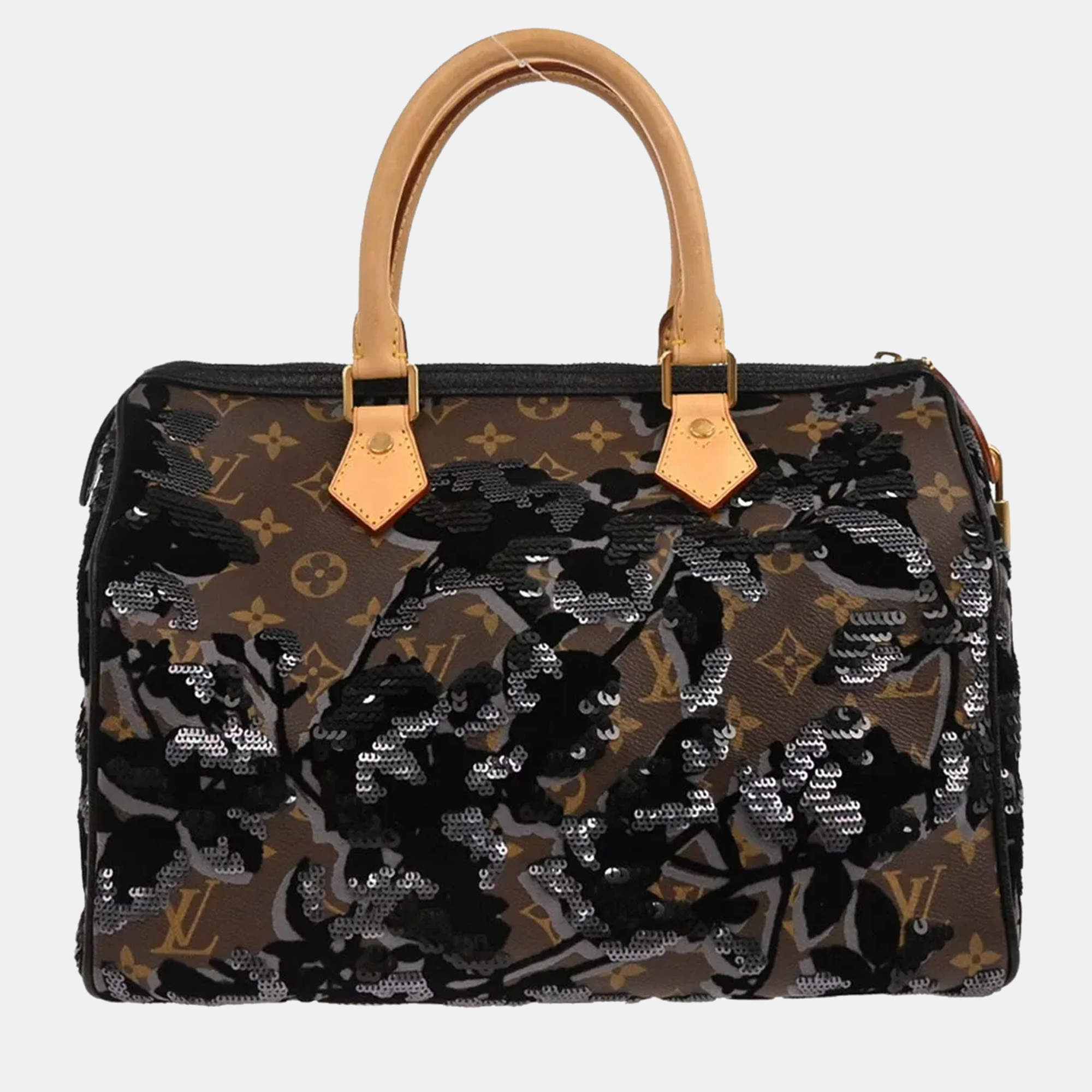 Pre Owned Louis Vuitton Monogram Fleur de Jais Speedy 30 Handbag