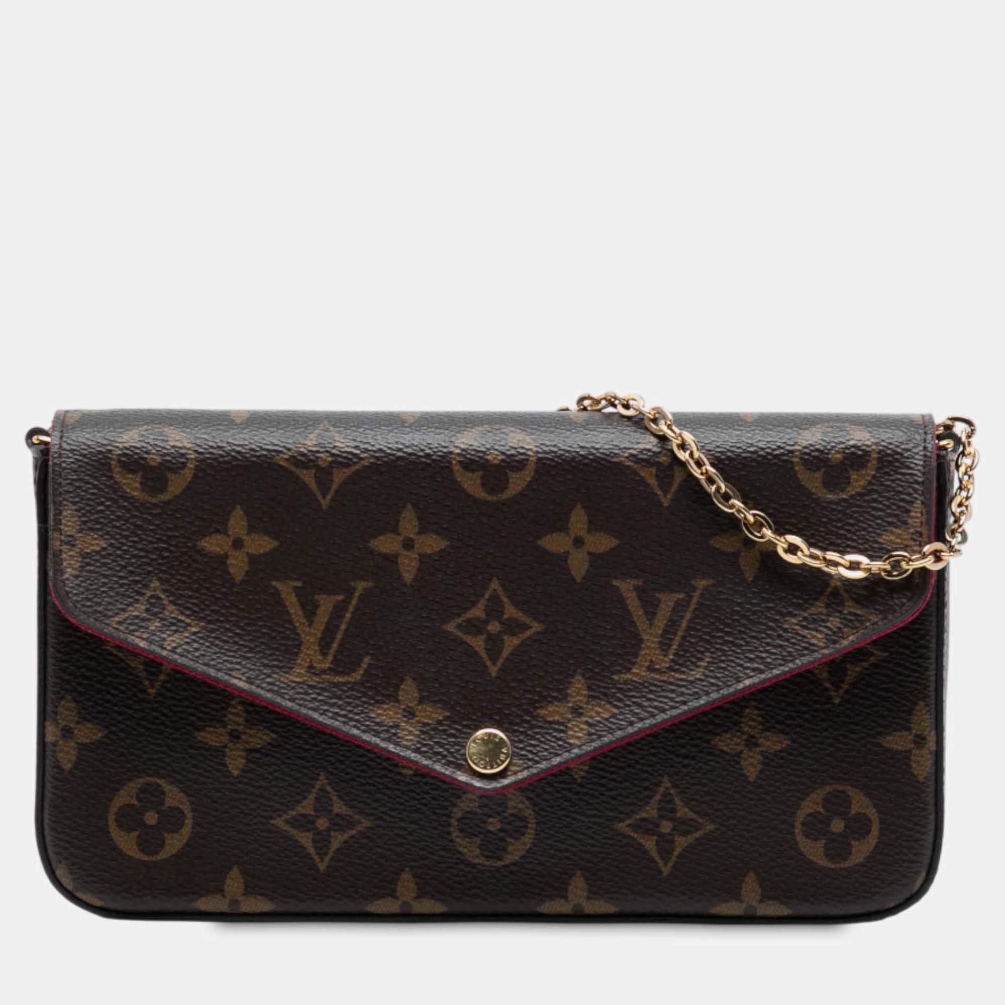 Pre Owned Louis Vuitton Brown Monogram Pochette Felicie