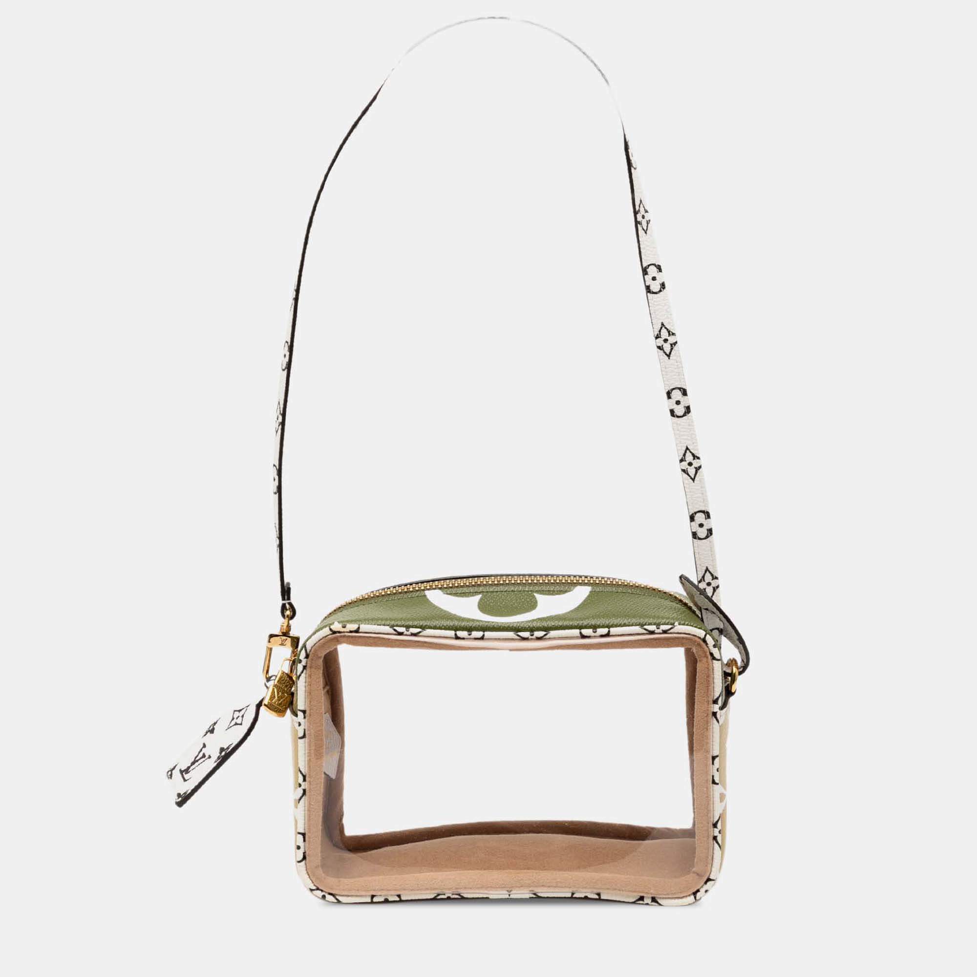 Pre Owned Louis Vuitton Brown/Green Monogram Giant Jungle Beach Pouch