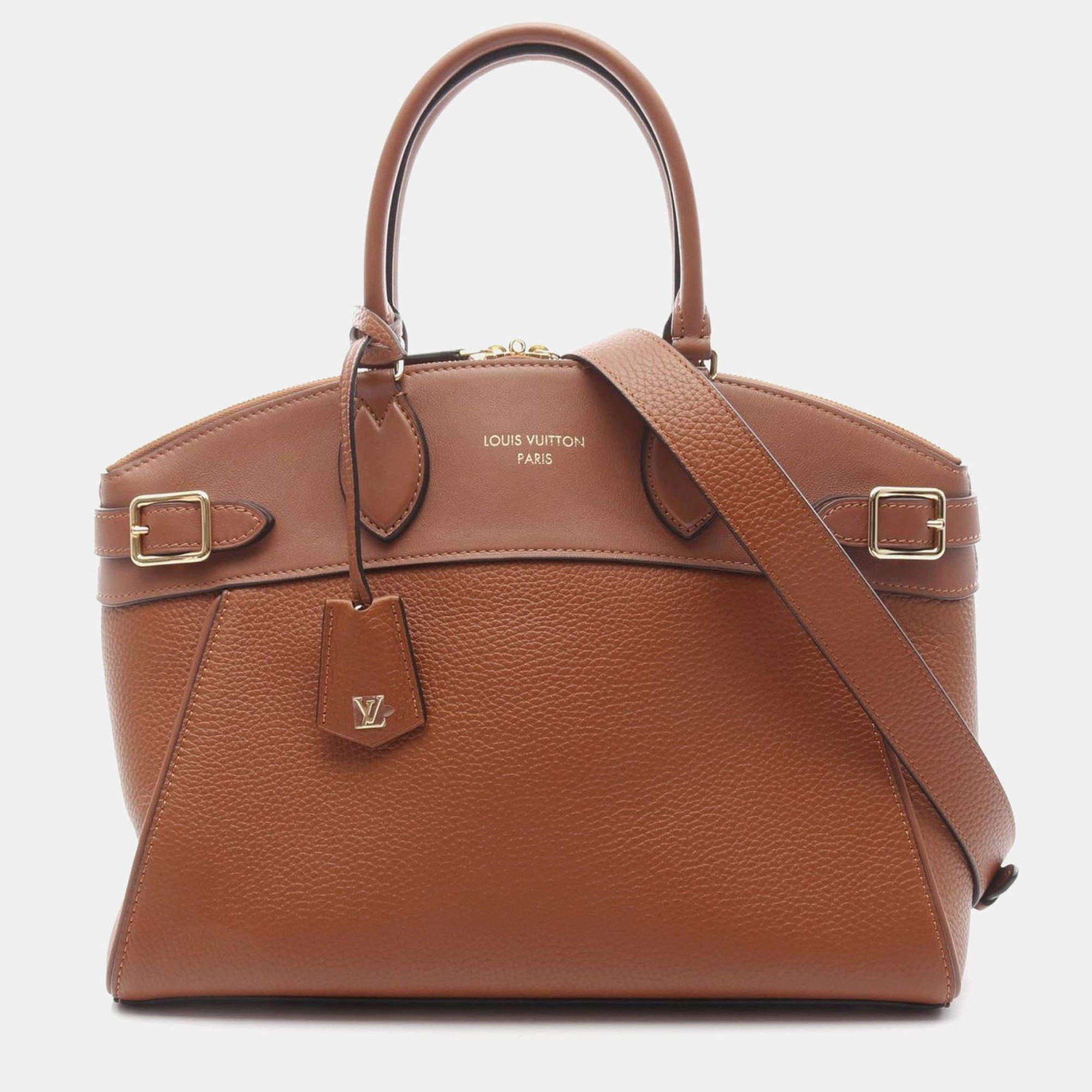 Pre Owned Louis Vuitton Vendome Mm Gold Handbag In Taurillon Leather Brown