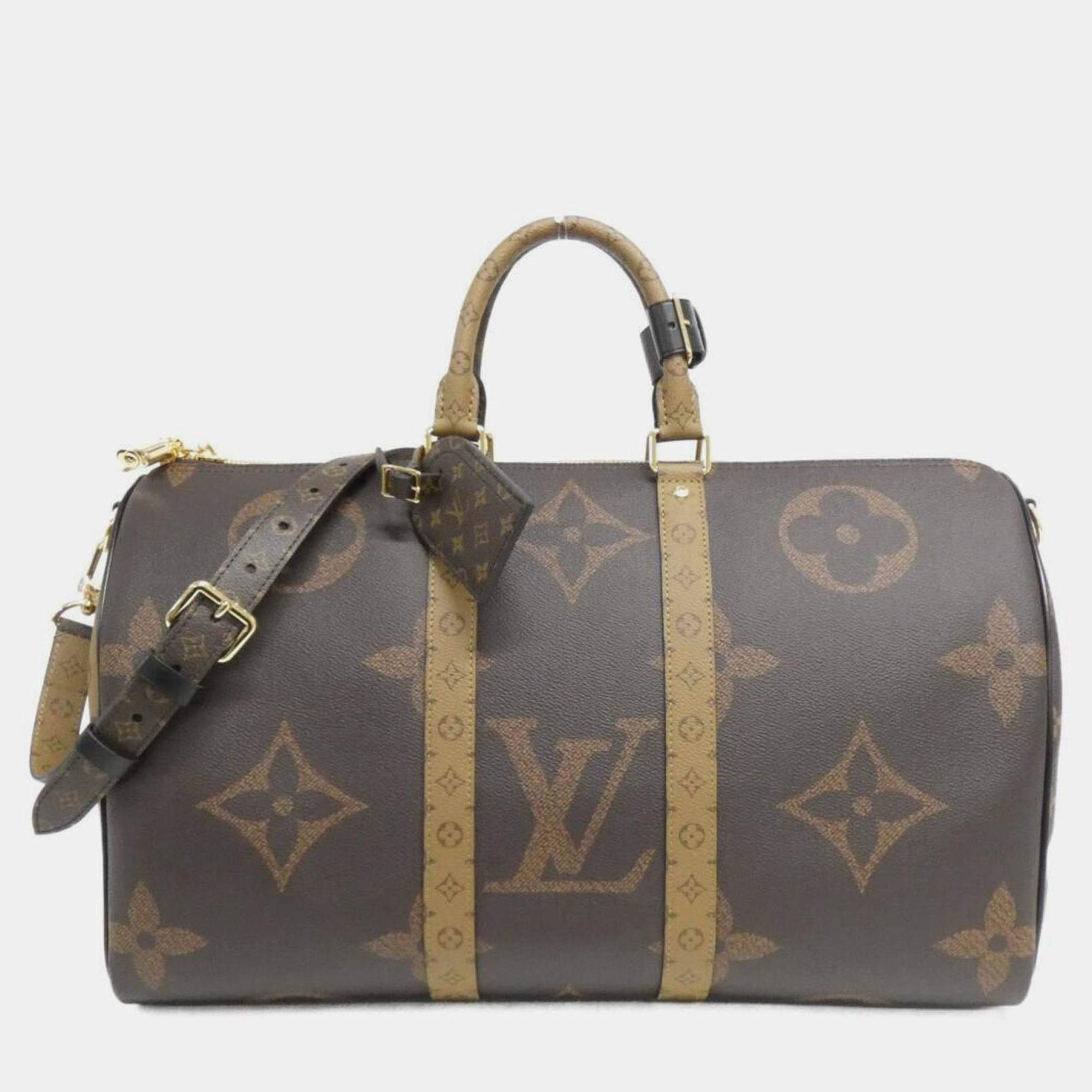Pre Owned Louis Vuitton Monogram Giant Reverse Keepall Bandouliere 45Cm Boston Bag