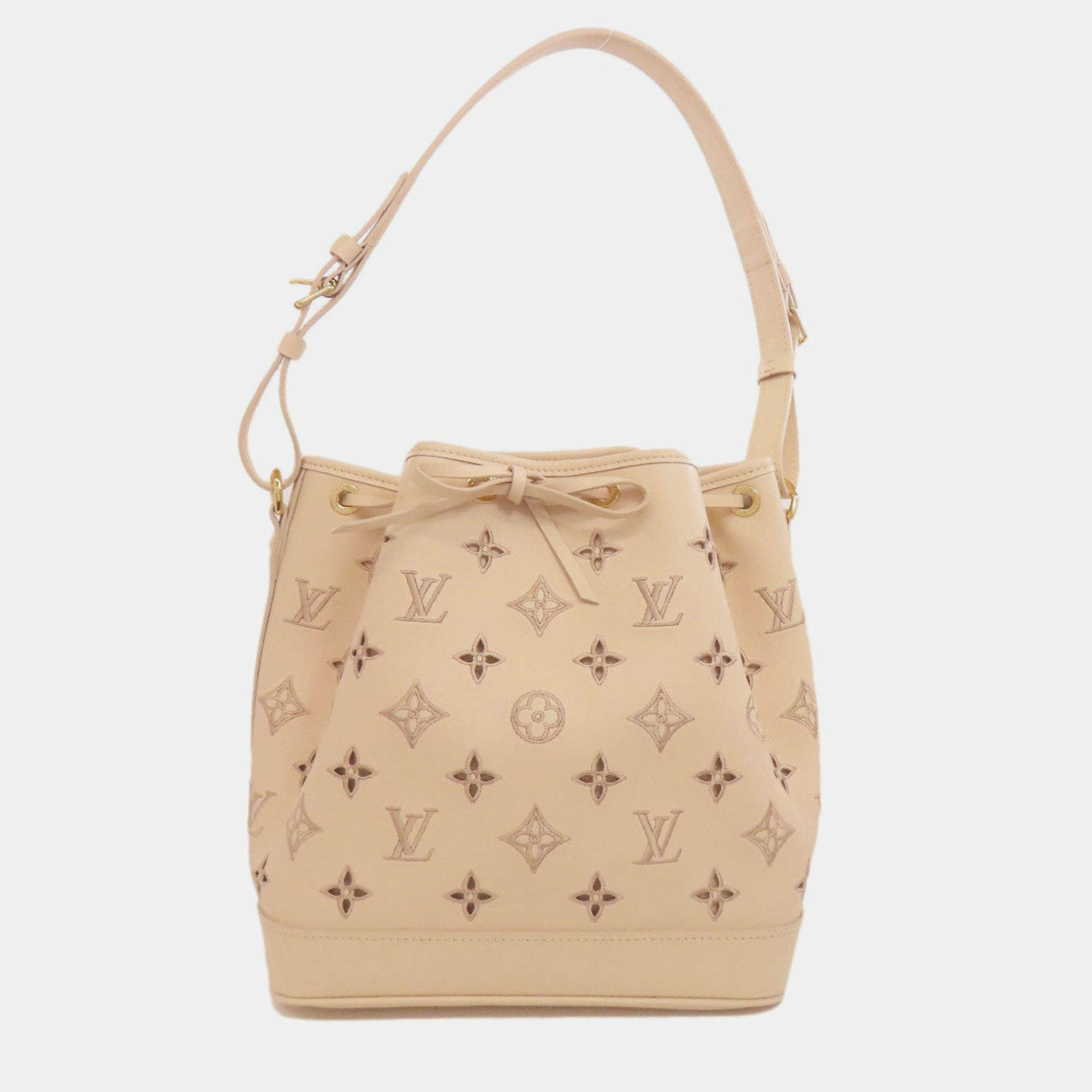 Pre Owned Louis Vuitton Petit Noe Broderie Anglaise Calfskin Leather Shoulder Bag