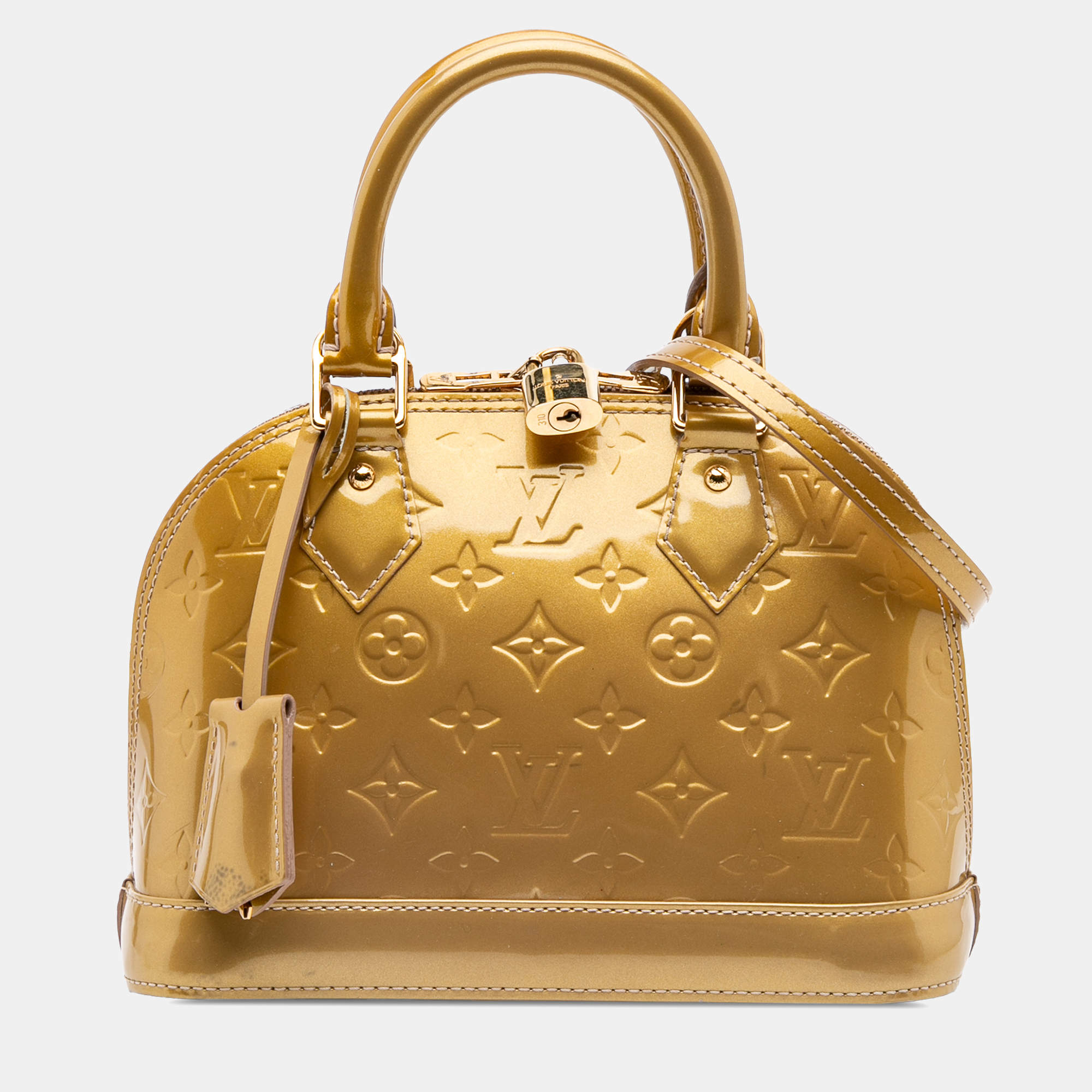 Pre Owned Louis Vuitton Gold Monogram Vernis Alma BB