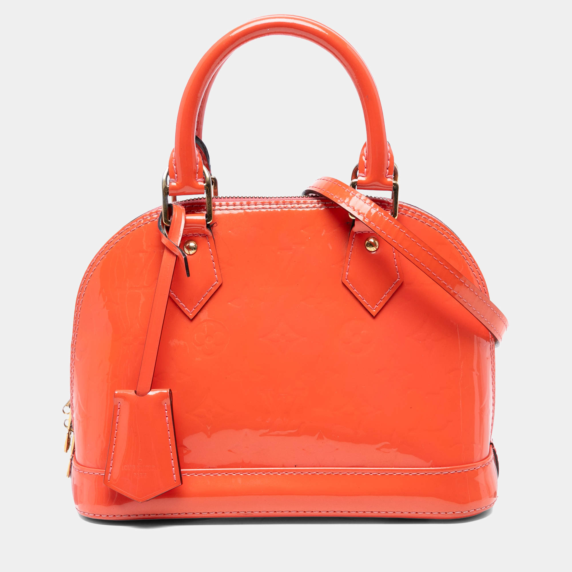 Pre Owned Louis Vuitton Orange Monogram Vernis Alma BB