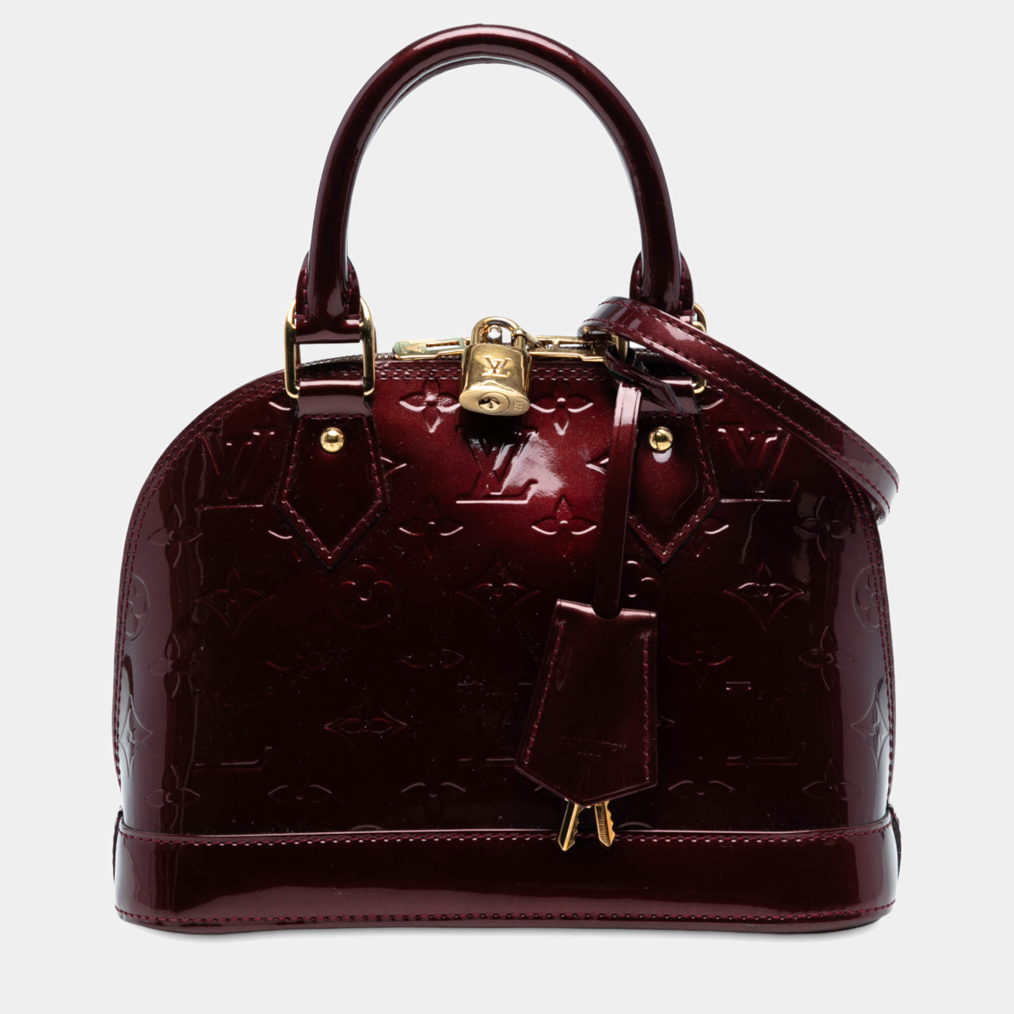 Pre Owned Louis Vuitton Red Monogram Vernis Alma BB