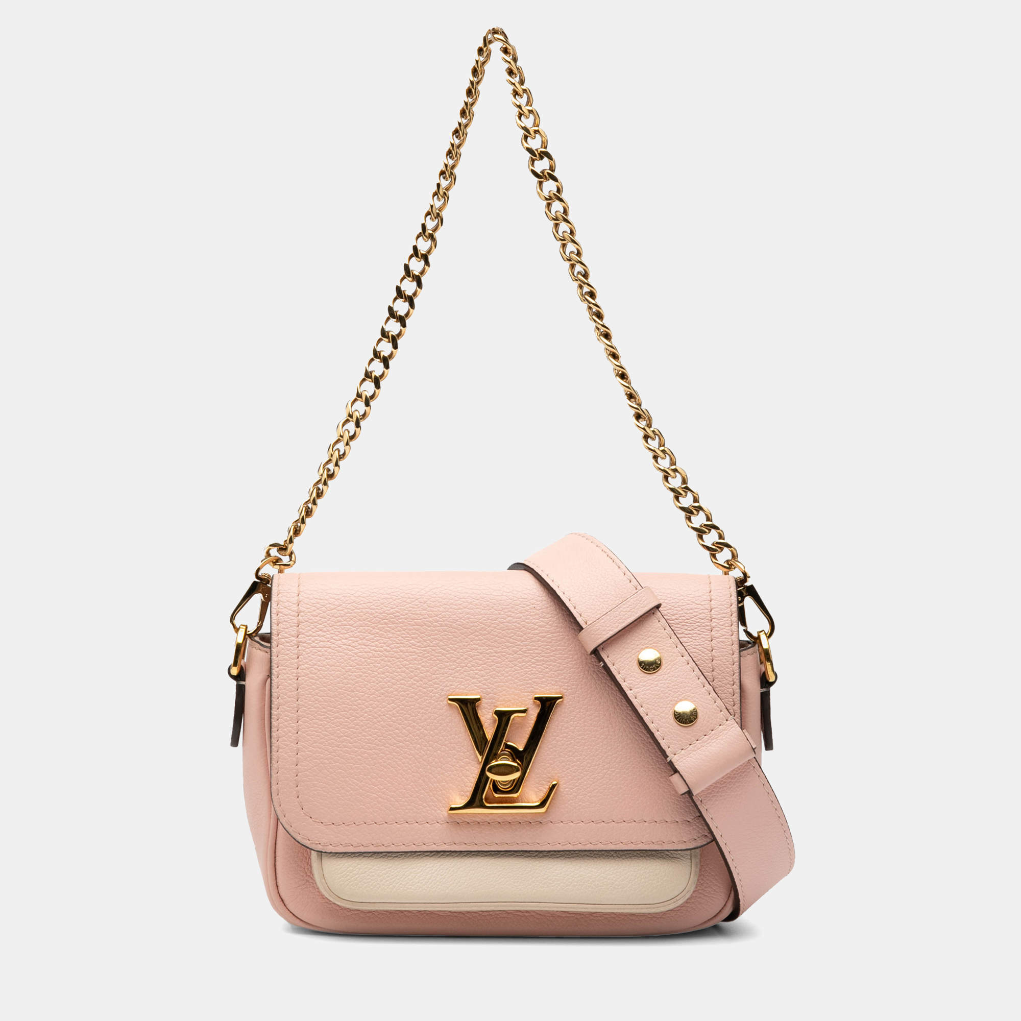Pre Owned Louis Vuitton Pink Grained Calfskin Lockme Tender