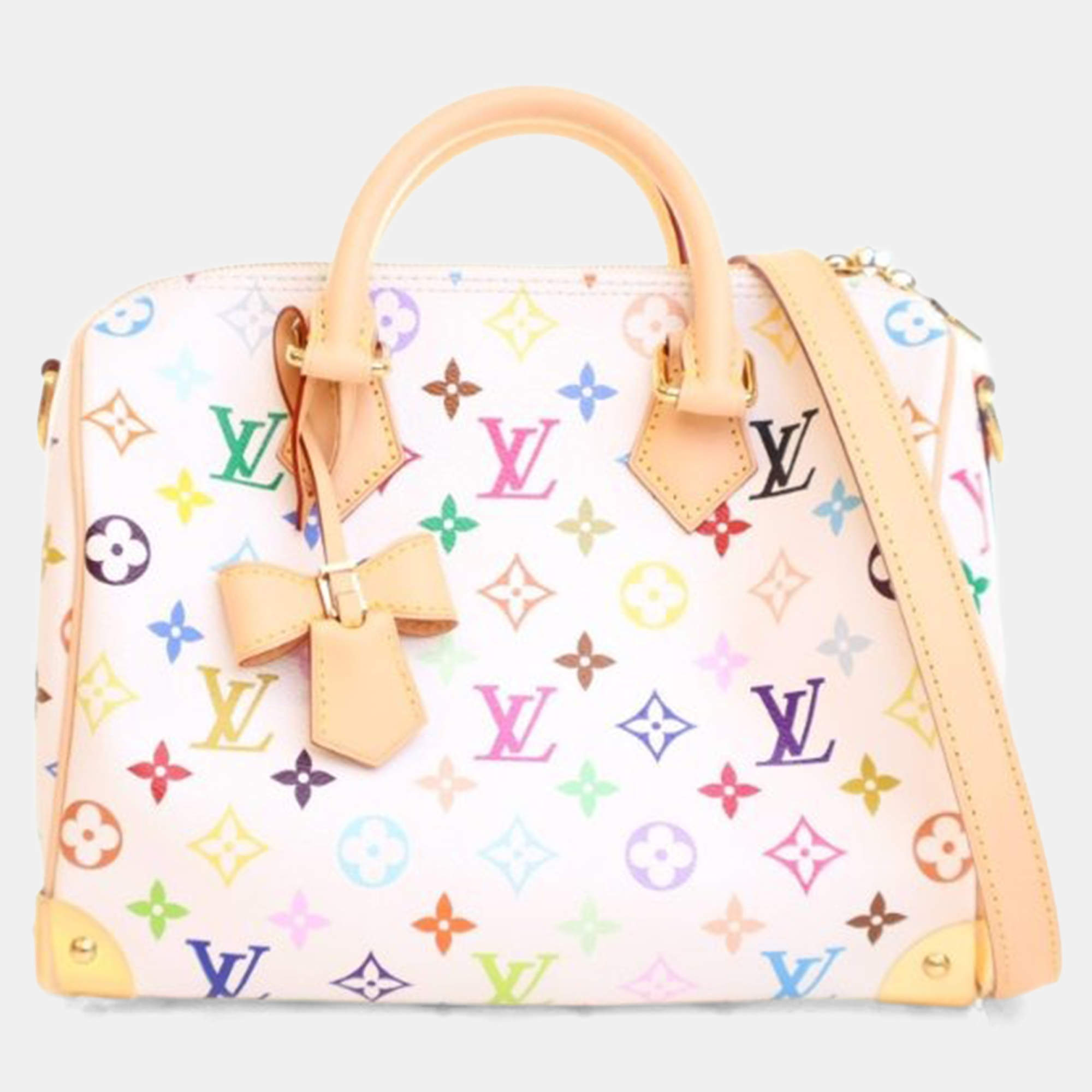 Pre Owned Louis Vuitton x Takashi Murakami Monogram Multicolor Speedy Bandouliere 25