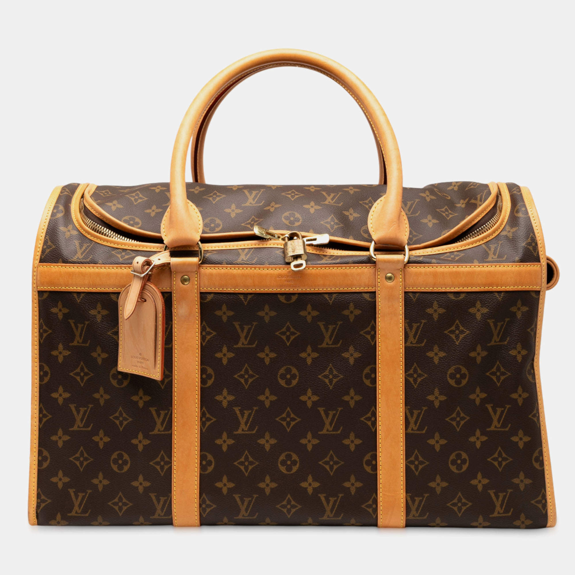 Pre Owned Louis Vuitton Brown Monogram Sac Chien Pet Carrier 50