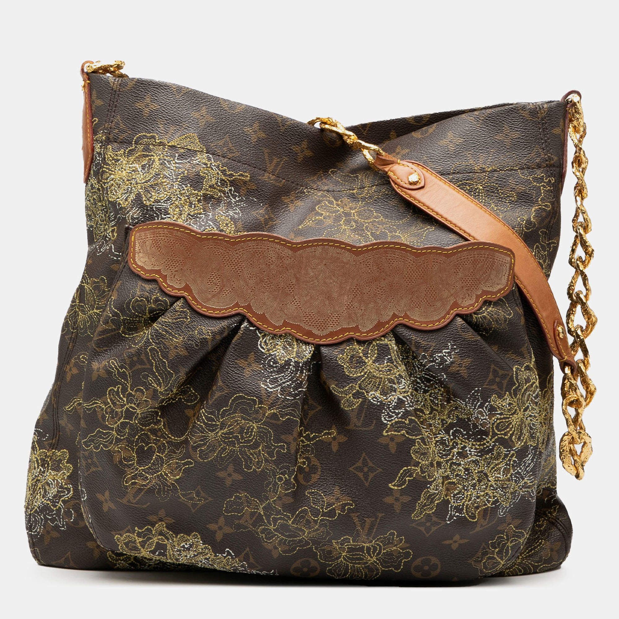 Pre Owned Louis Vuitton Brown Limited Edition Monogram Dentelle Fersen