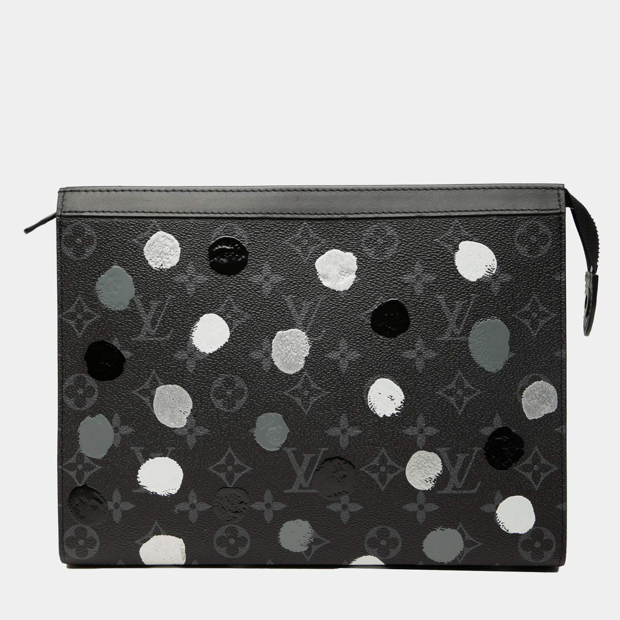Pre Owned Louis Vuitton Black Yayoi Kusama Monogram Eclipse Pochette Voyage MM