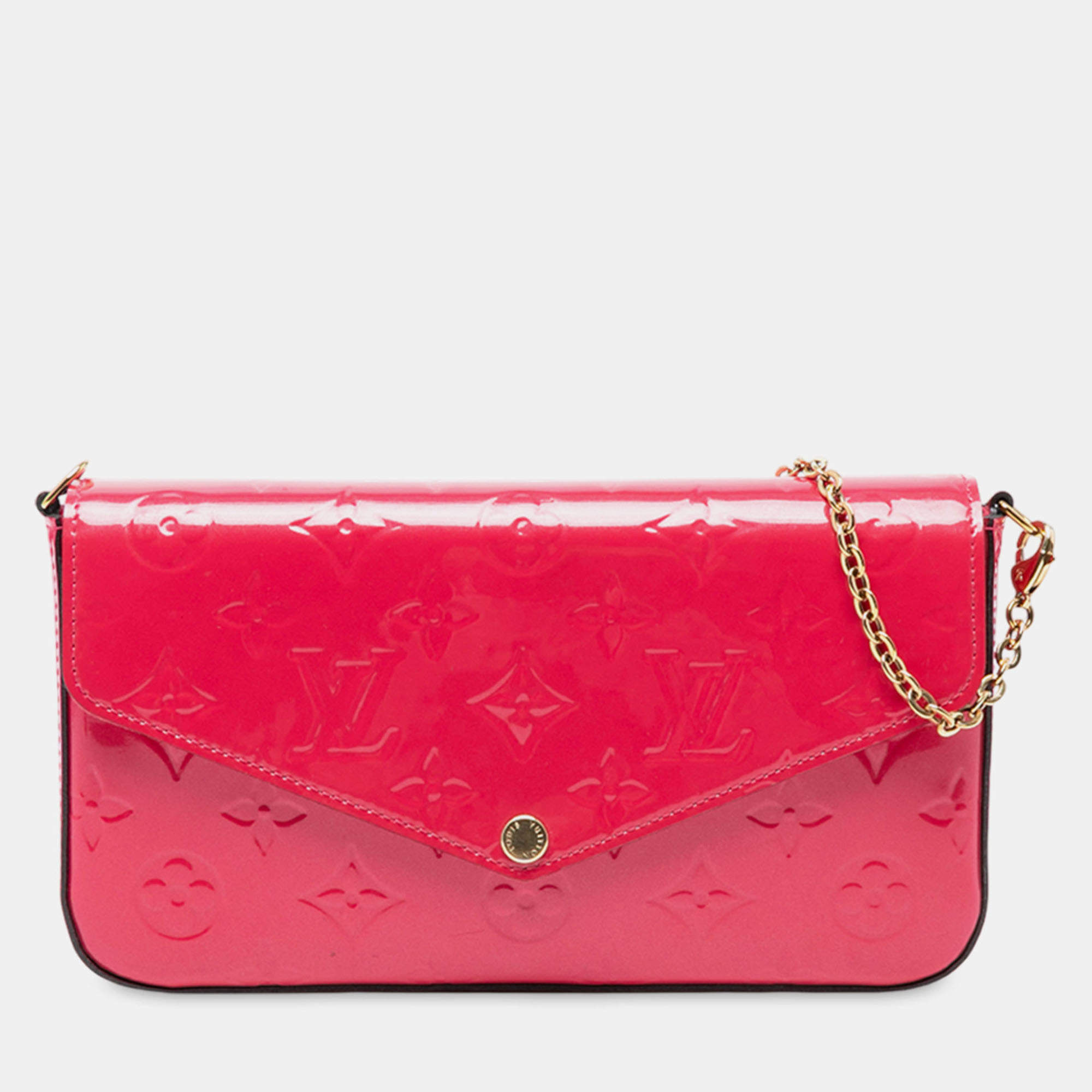 Pre Owned Louis Vuitton Pink Monogram Vernis Pochette Felicie