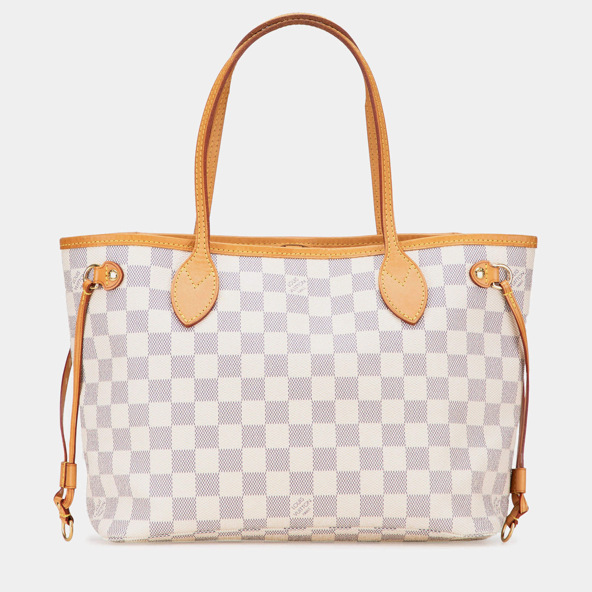 Pre Owned Louis Vuitton White Damier Azur Neverfull PM