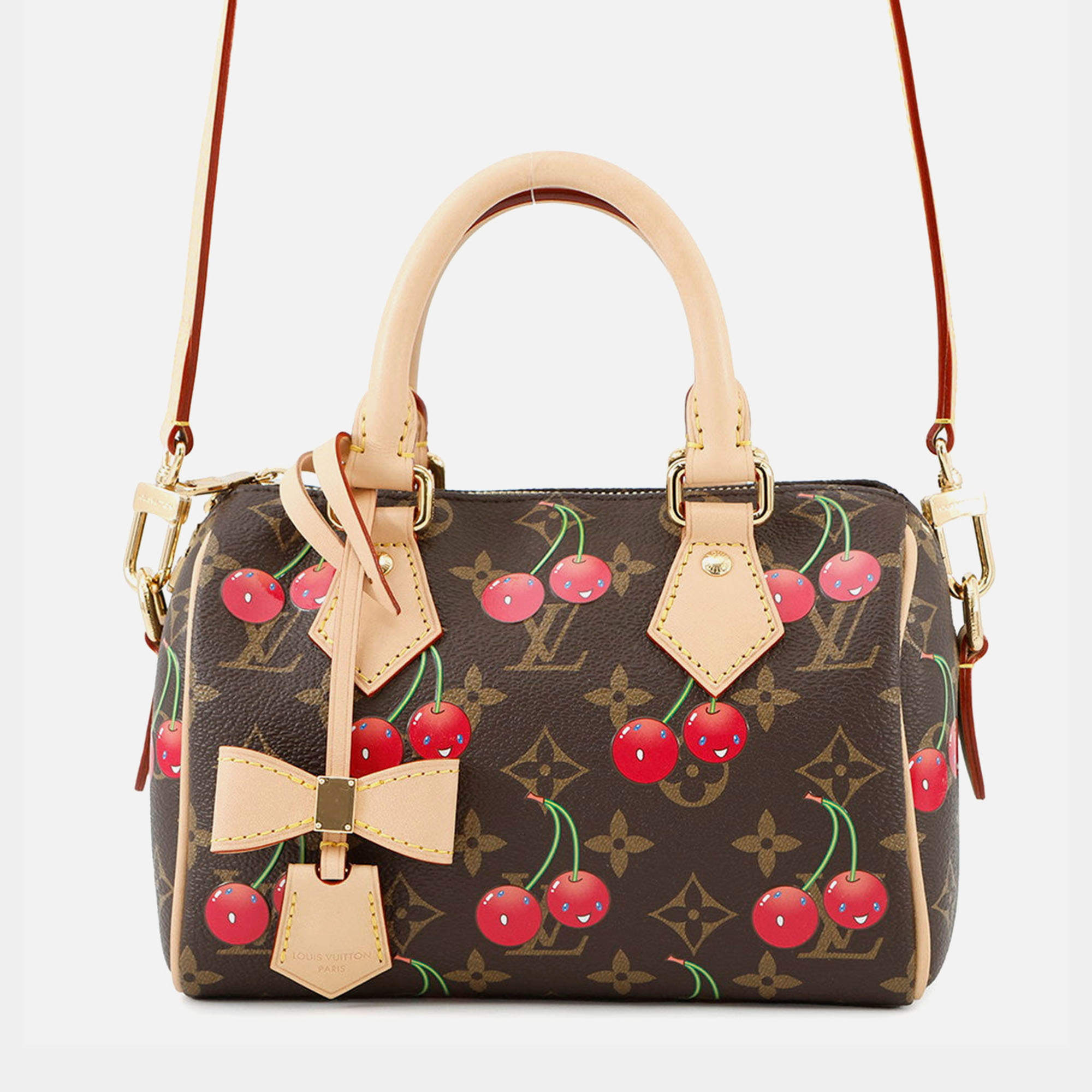 Pre Owned Louis Vuitton Tm Speedy Bandouliere Red Monogram Cherry Size 20