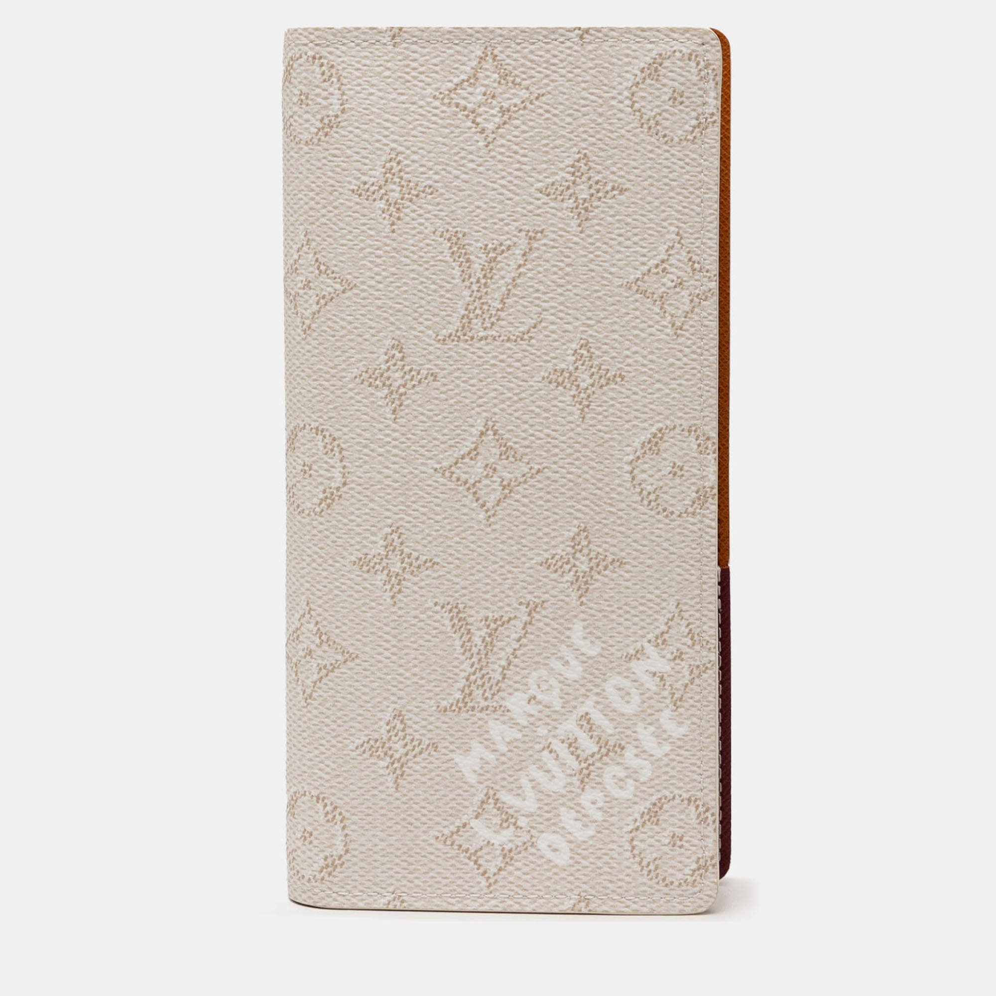 Pre Owned Louis Vuitton White Monogram Heritage Portefeuille Brazza Wallet