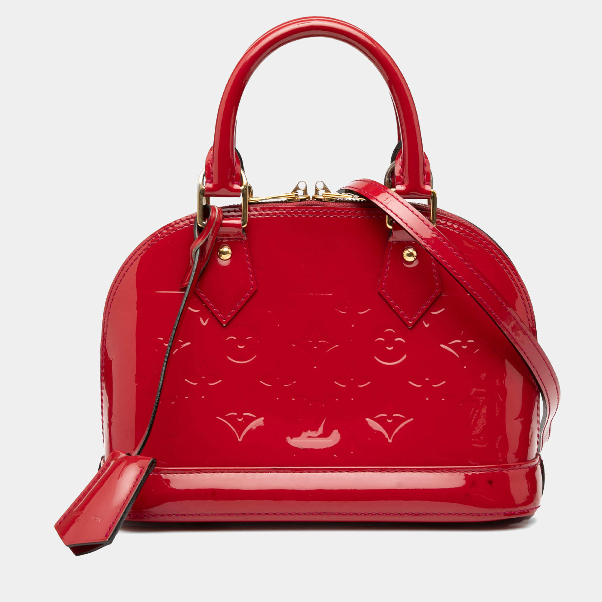 Pre Owned Louis Vuitton Red Monogram Vernis Alma BB