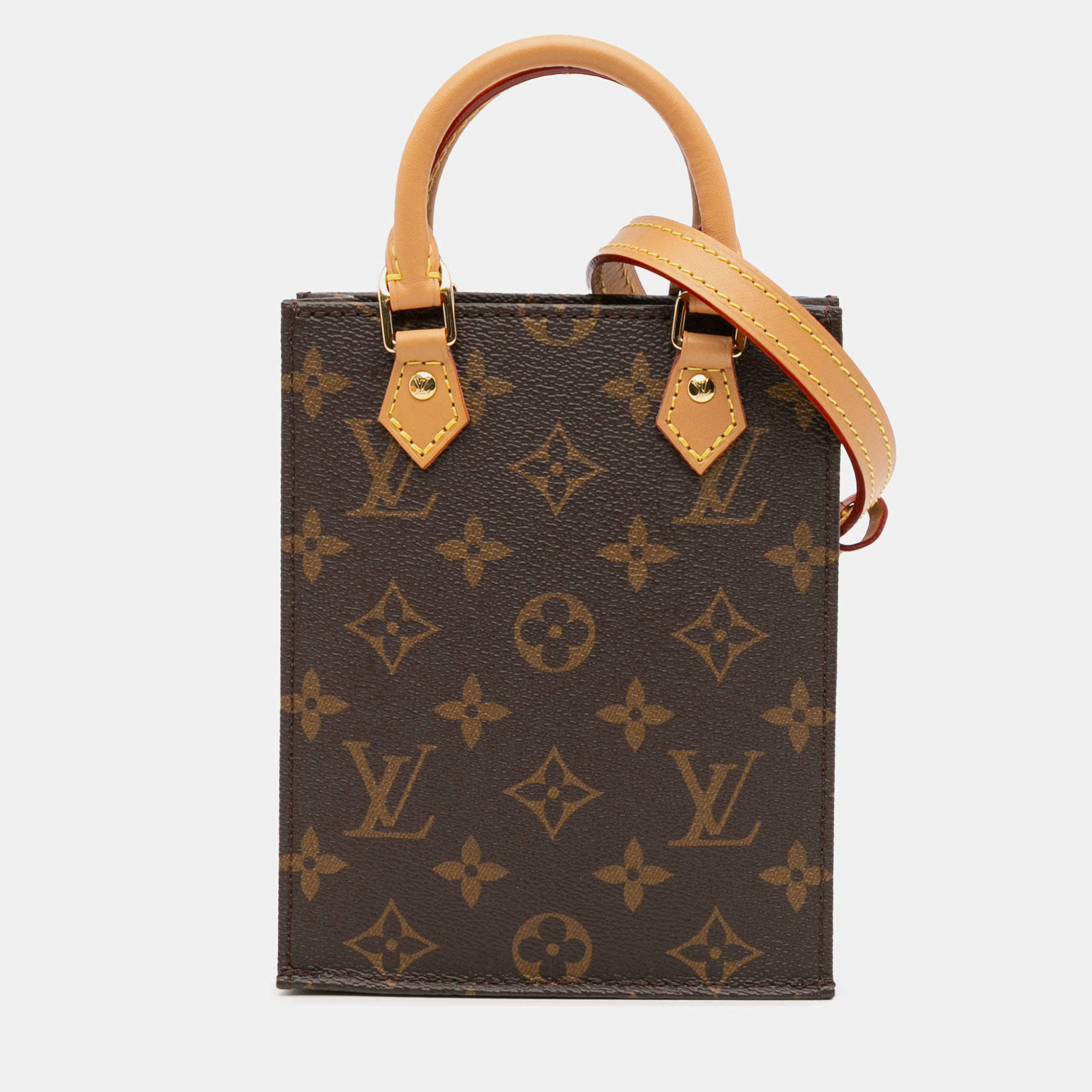 Pre Owned Louis Vuitton Brown Monogram Petit Sac Plat