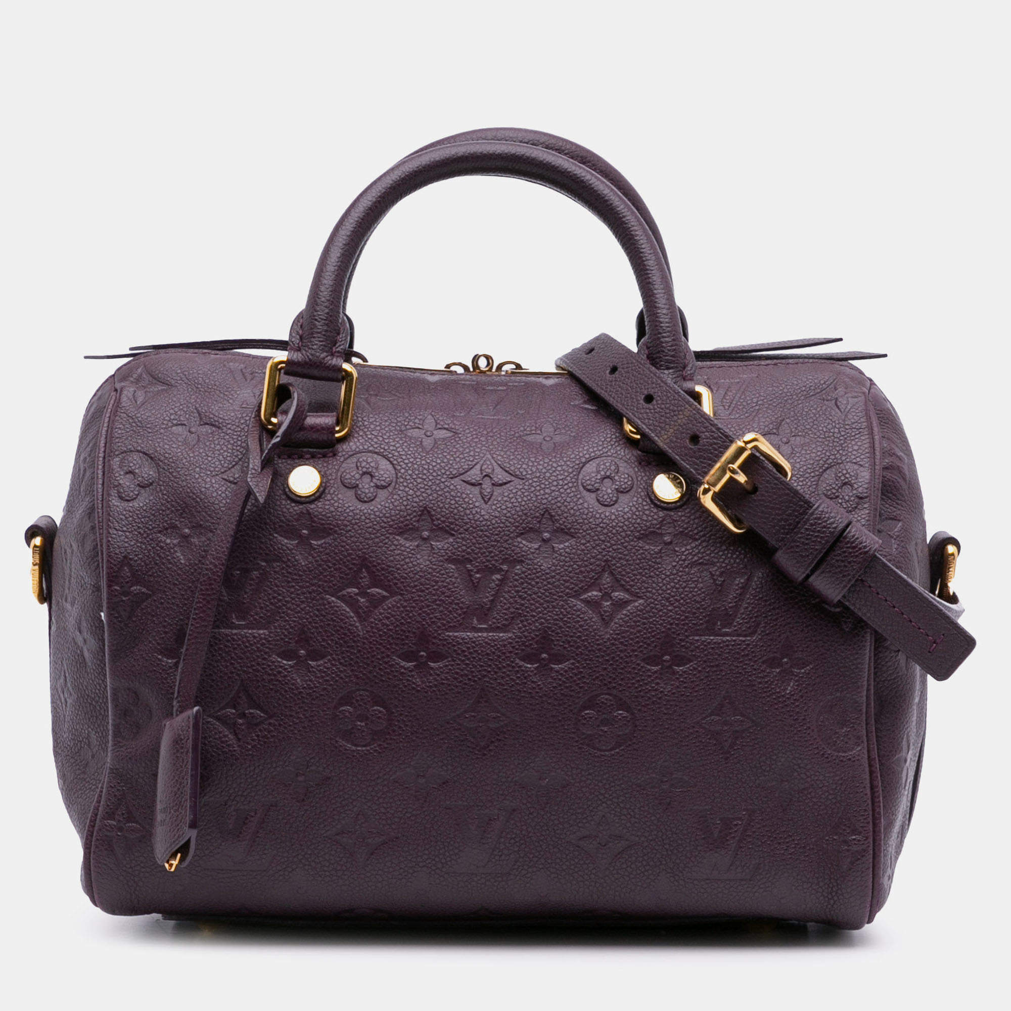 Pre Owned Louis Vuitton Purple Monogram Empreinte Speedy Bandouliere 25
