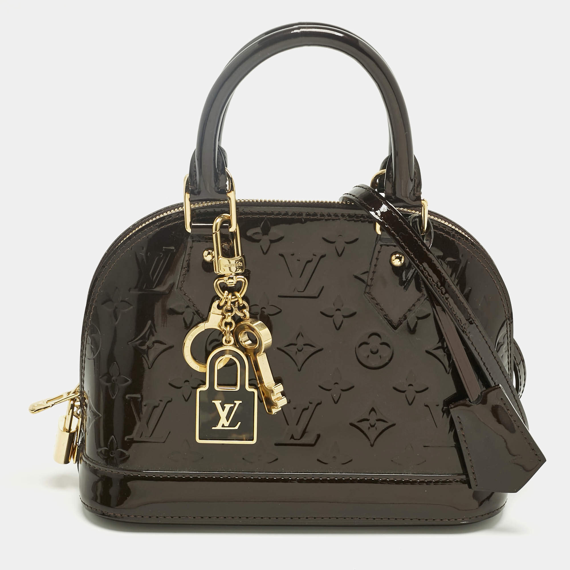 Pre Owned Louis Vuitton Amarante Monogram Vernis Alma BB Bag