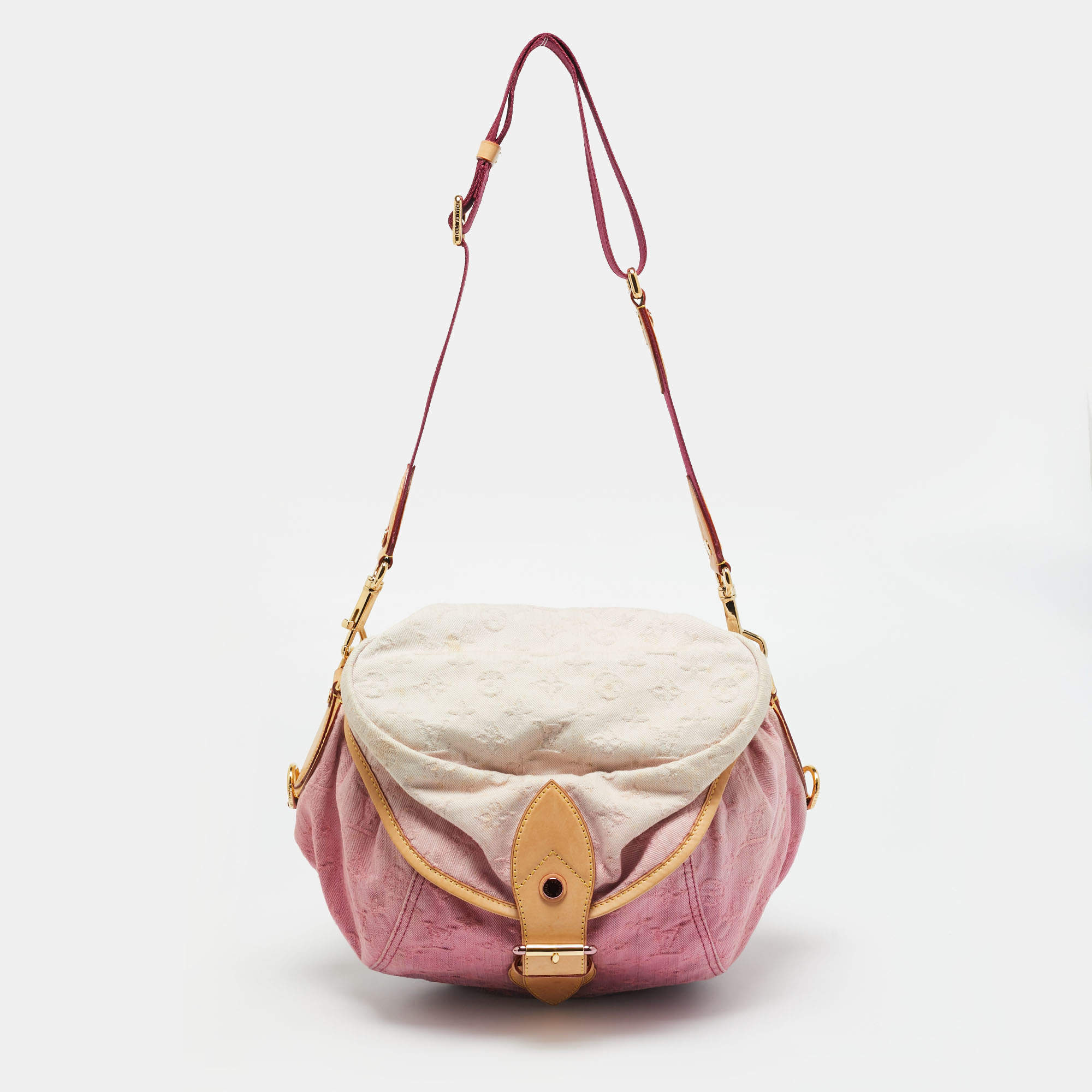 Pre Owned Louis Vuitton Pink Washed Denim Monogram Limited Edition Sunshine Bag