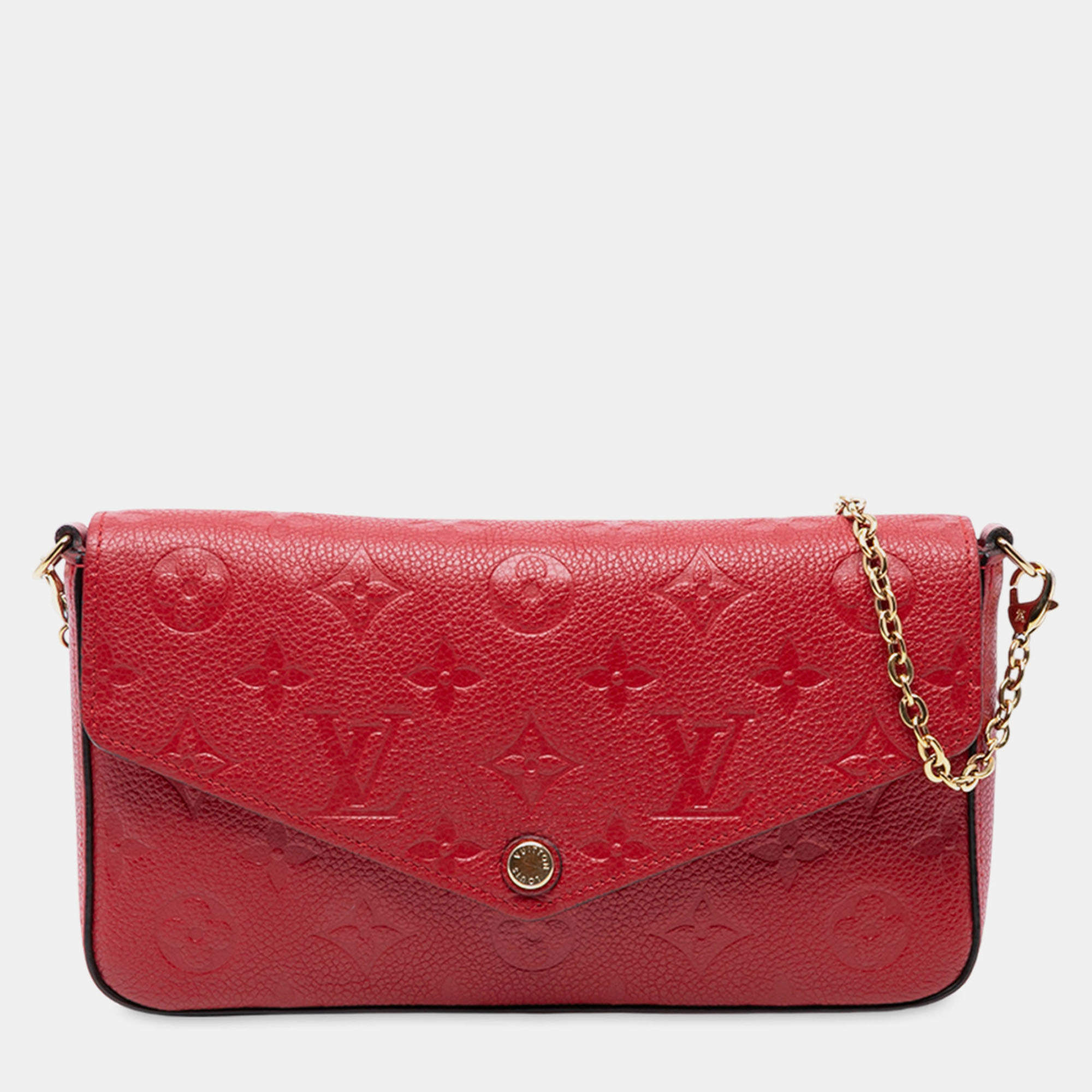 Pre Owned Louis Vuitton Red Monogram Empreinte Pochette Felicie