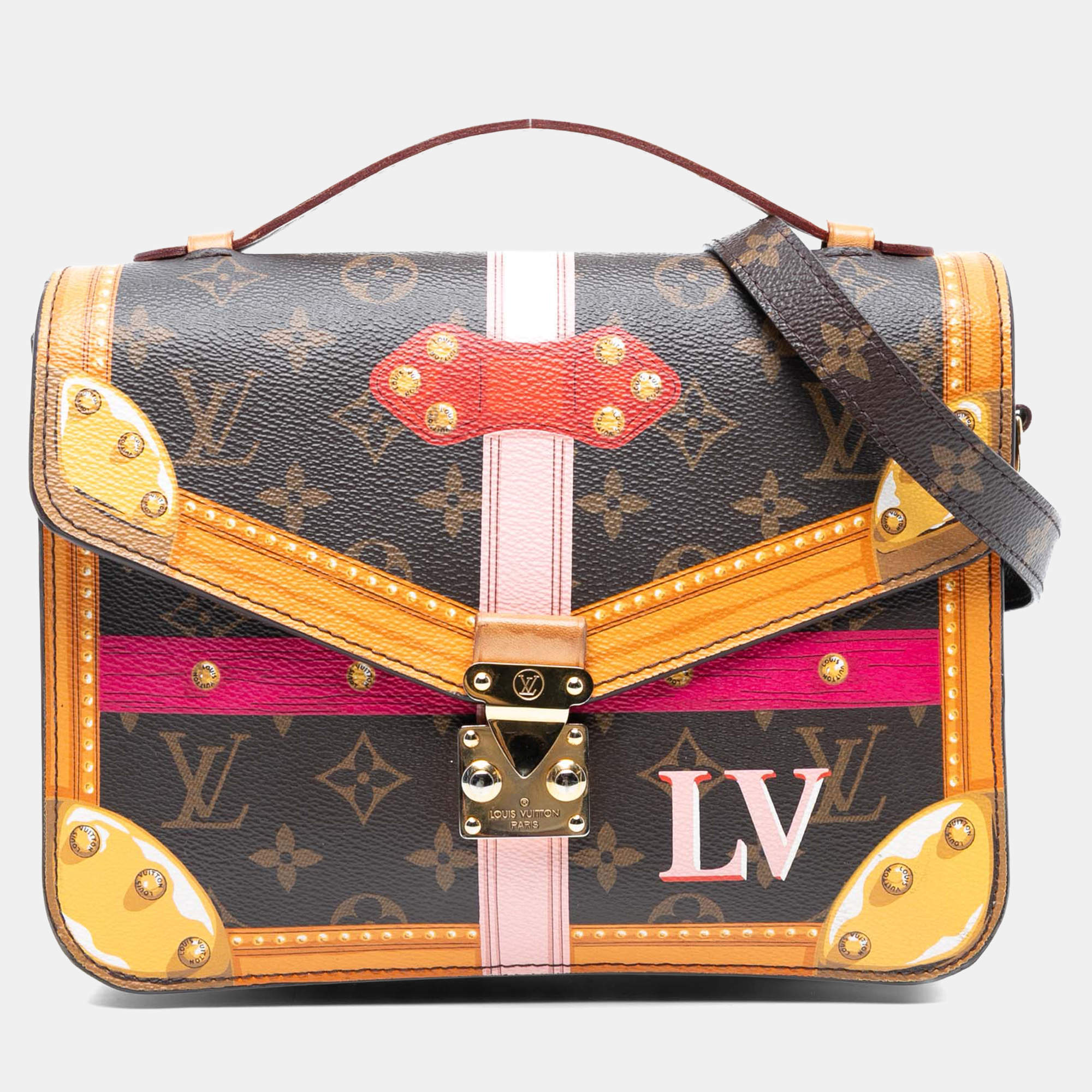 Pre Owned Louis Vuitton Brown Monogram Summer Trunk Pochette Metis