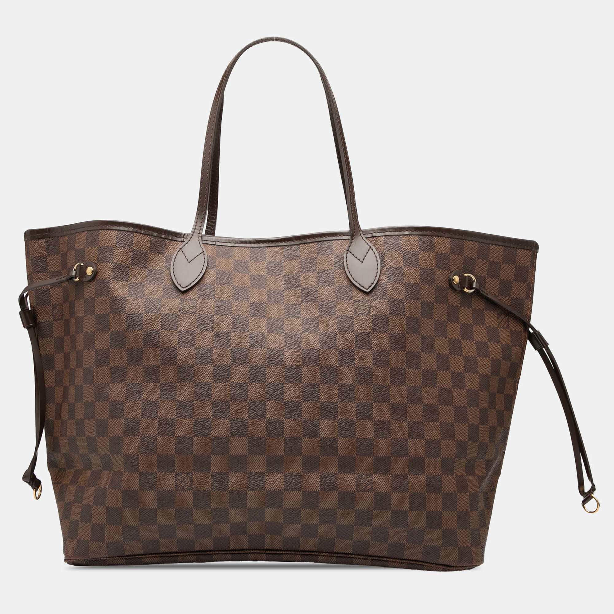 Pre Owned Louis Vuitton Brown Damier Ebene Neverfull GM