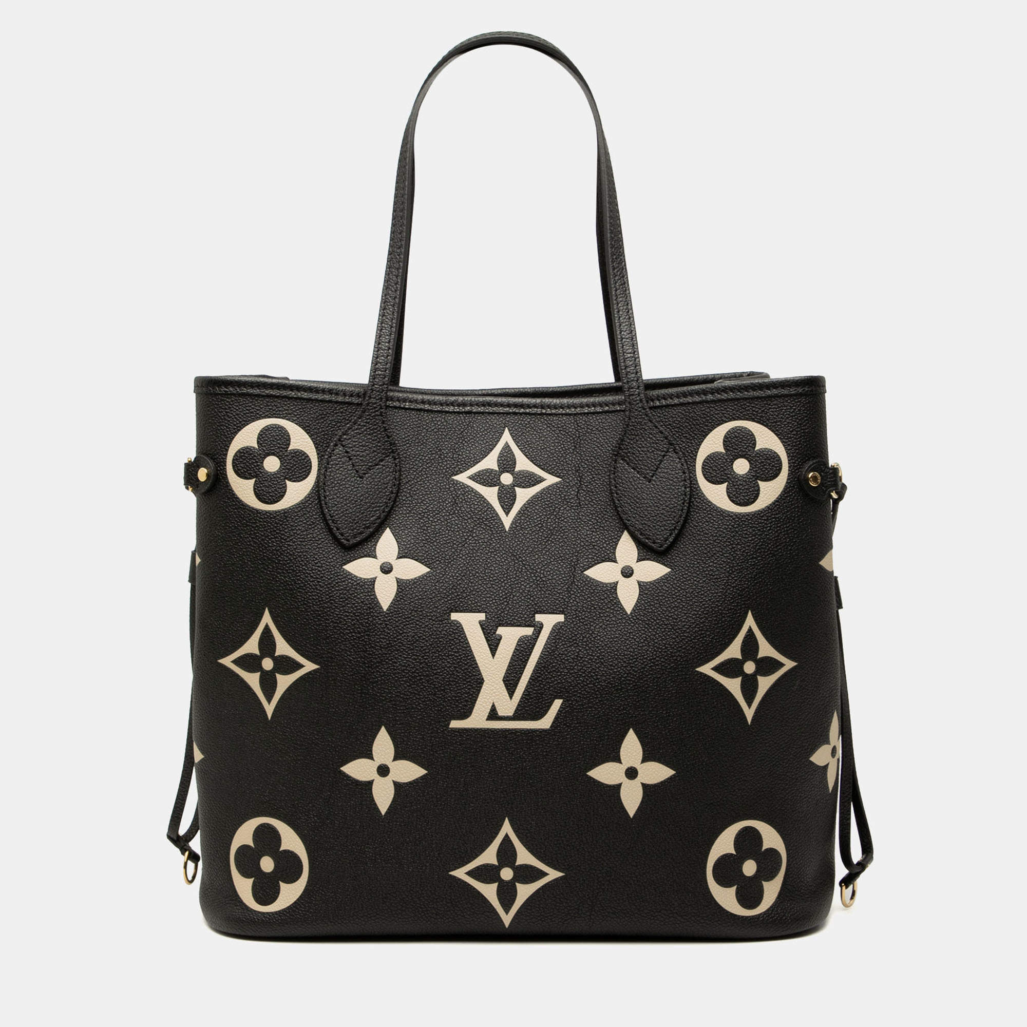 Pre Owned Louis Vuitton Black Bicolor Monogram Giant Empreinte Neverfull MM