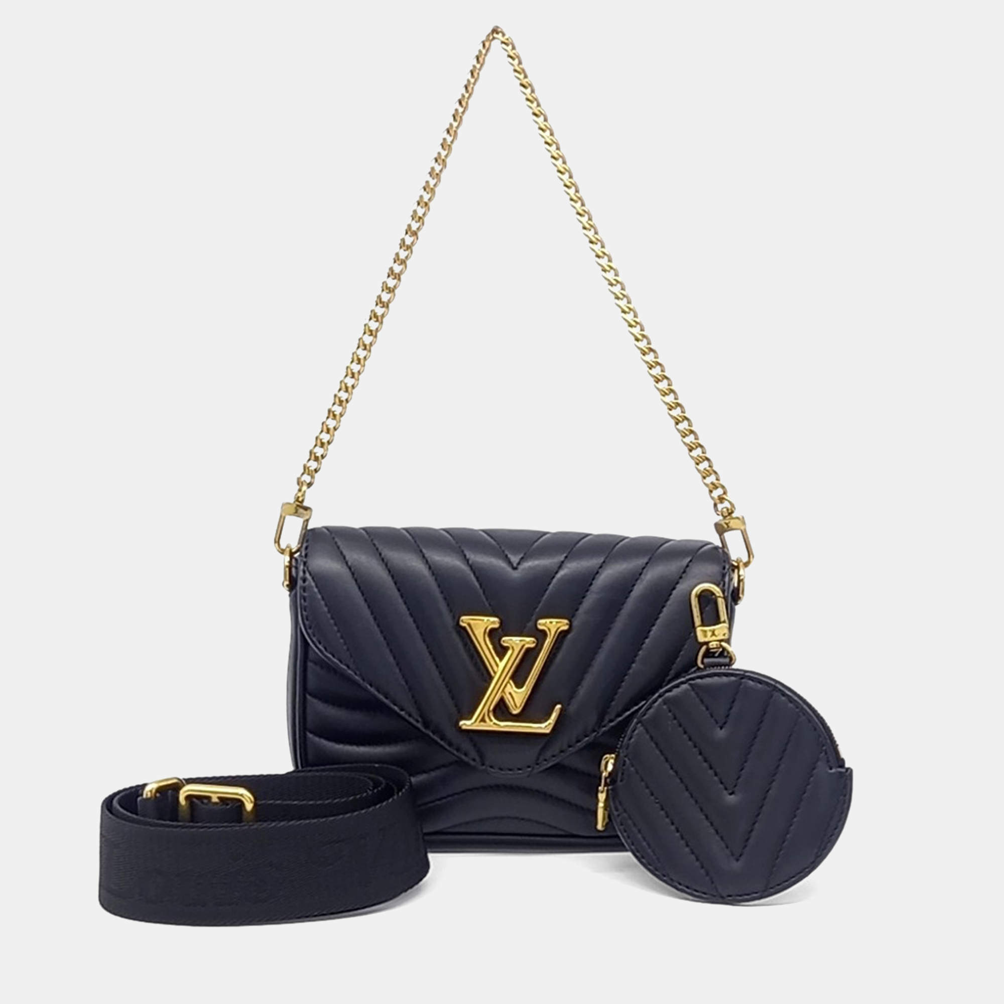 Pre Owned Louis Vuitton Black Leather New Wave Multi Pochette
