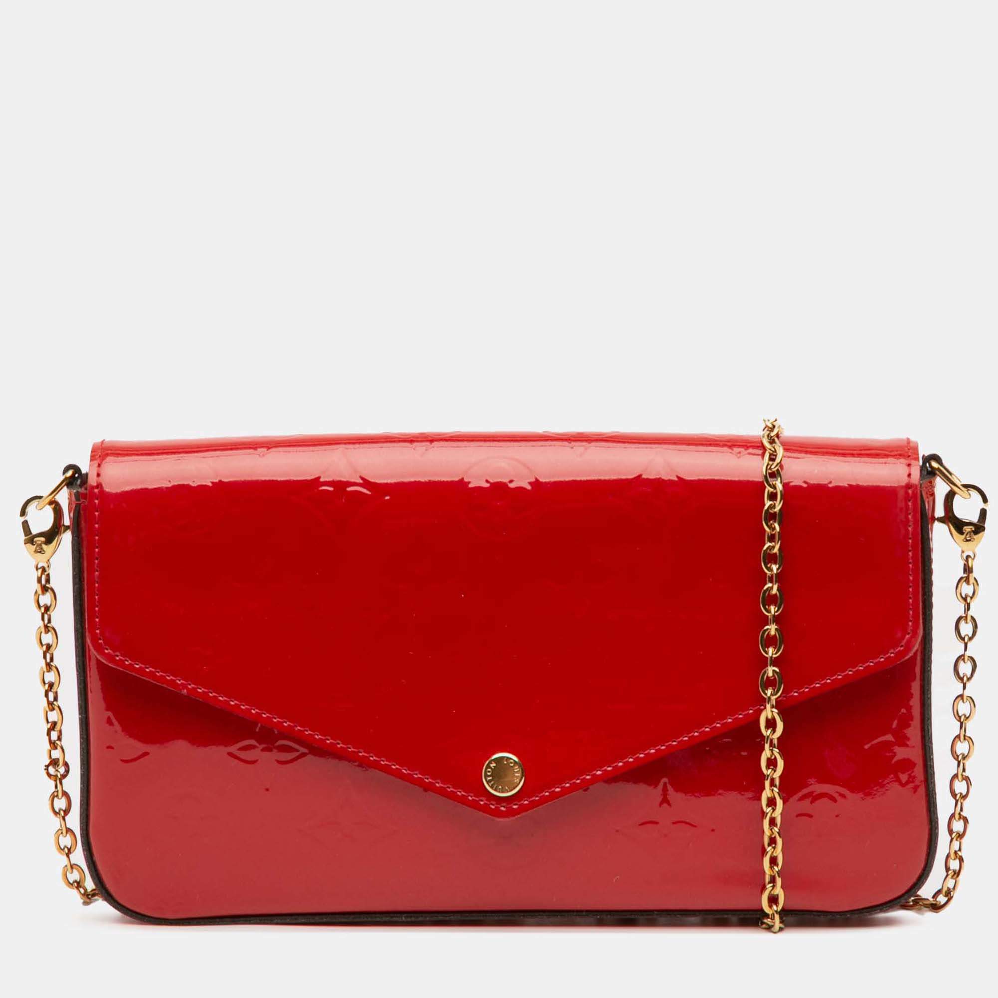 Pre Owned Louis Vuitton Red Monogram Vernis Pochette Felicie
