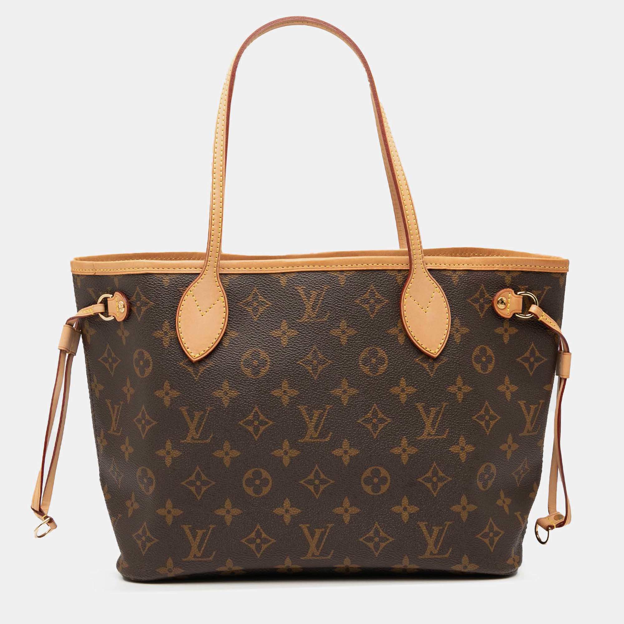 Pre Owned Louis Vuitton Brown Monogram Neverfull PM
