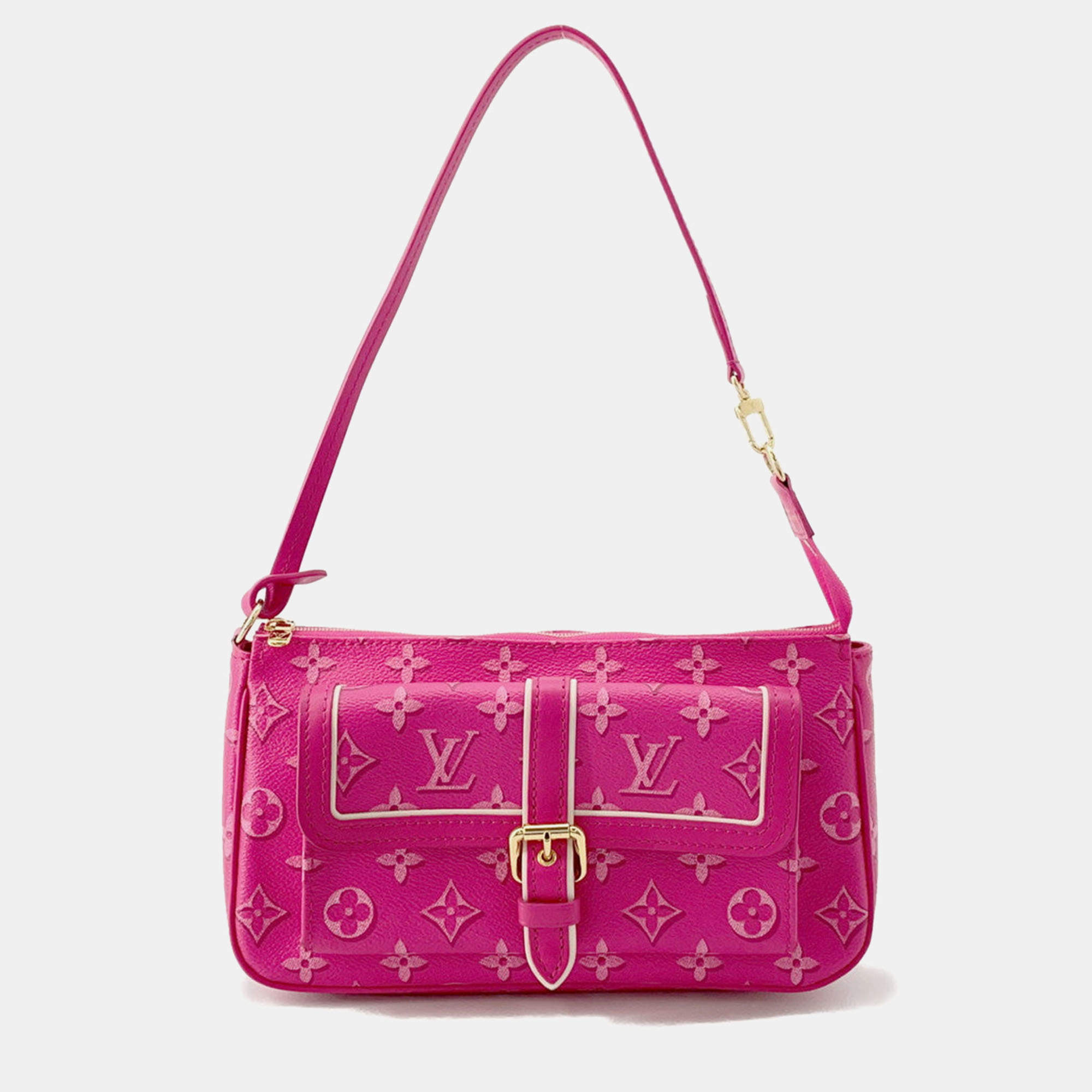 Pre Owned Louis Vuitton Maxi Pochette Accessoires Fuchsia Monogram