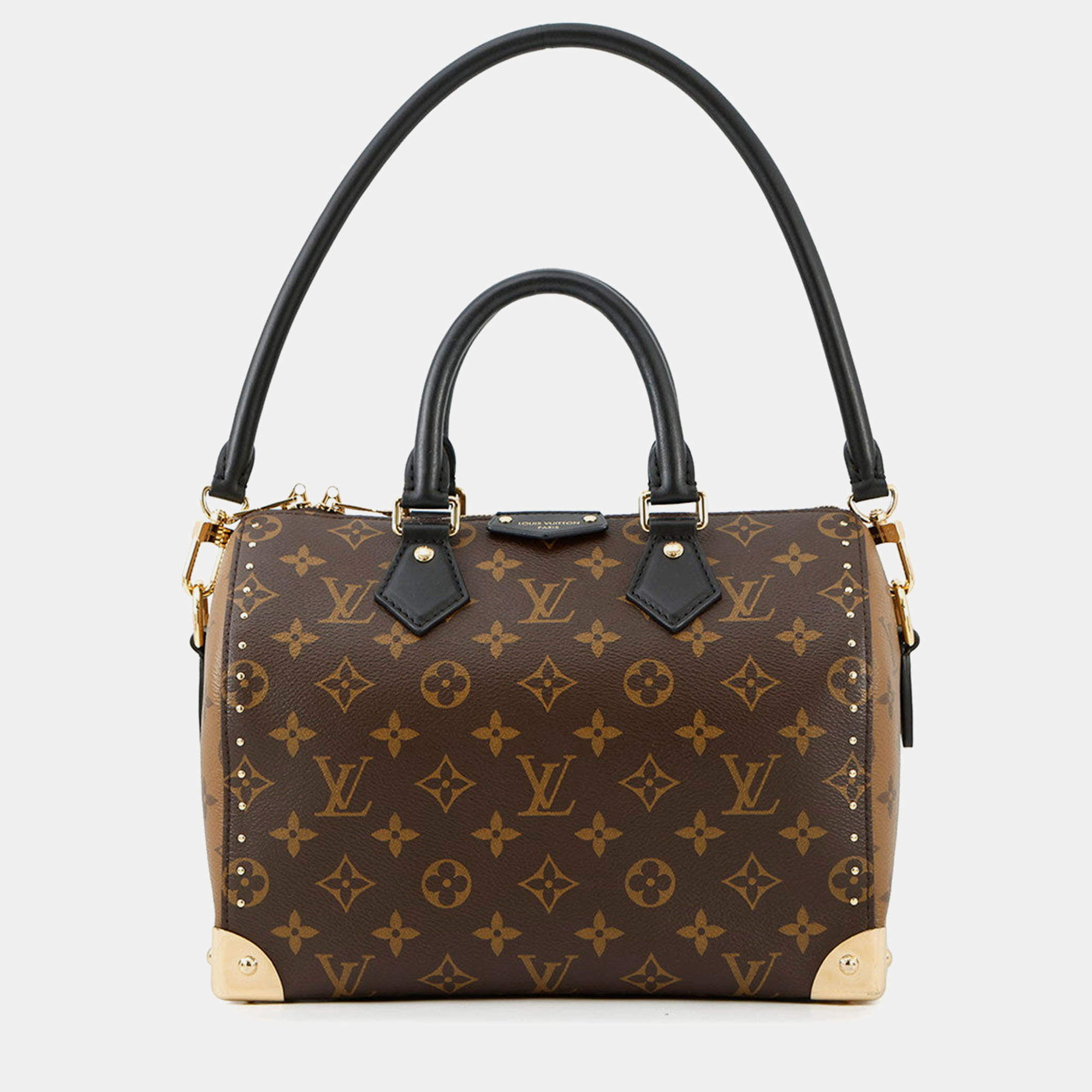 Pre Owned Louis Vuitton Speedy Trunk Noir Monogram Monogram Reverse Canvas Size 25