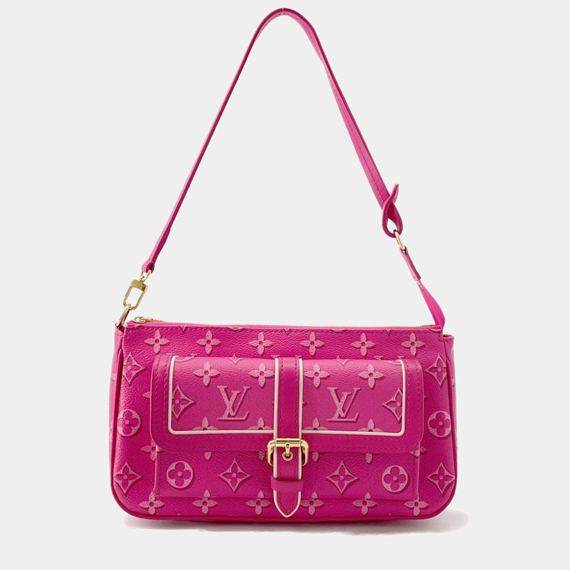 Pre Owned Louis Vuitton Maxi Pochette Accessoires Fuchsia Monogram