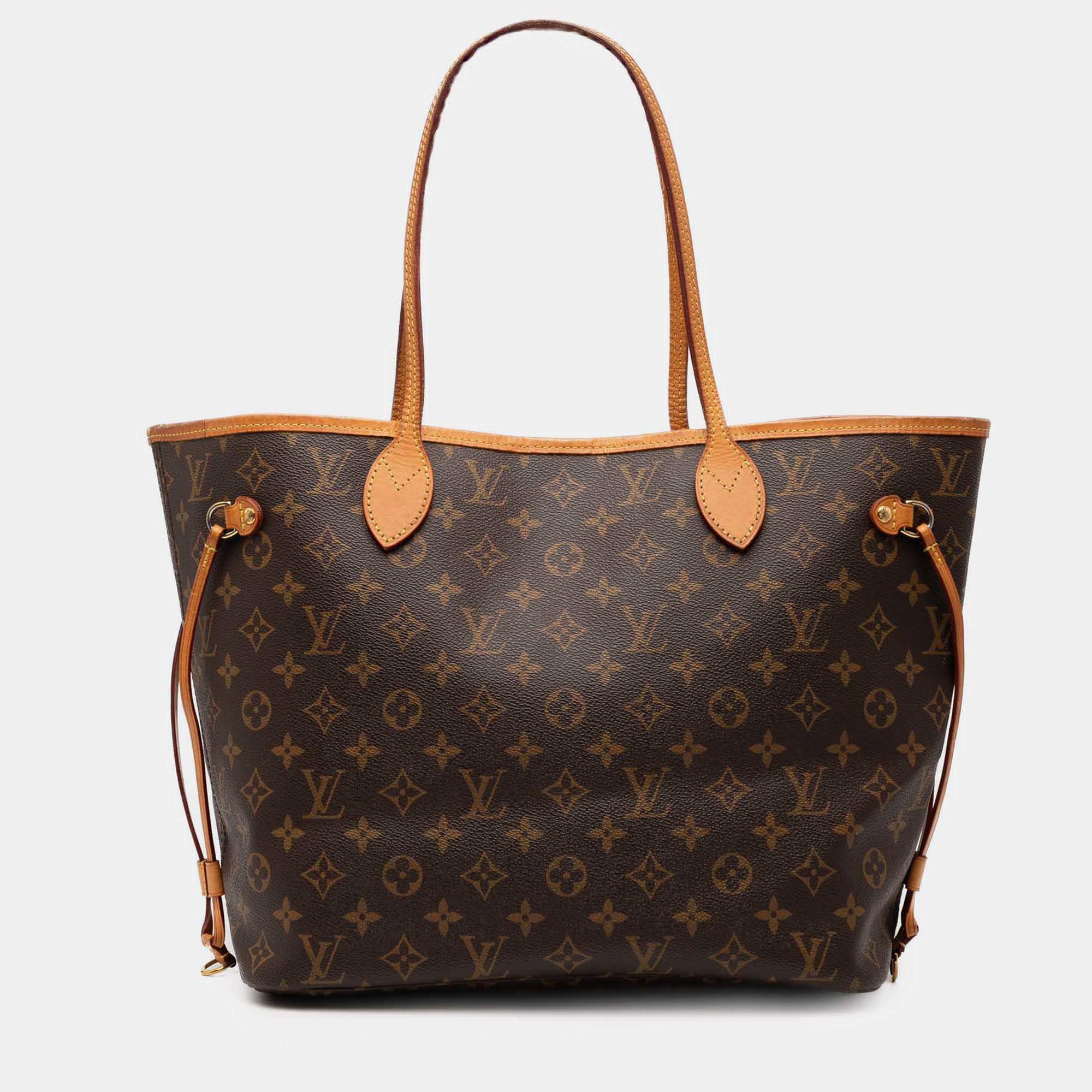 Pre Owned Louis Vuitton Brown Monogram Neverfull MM