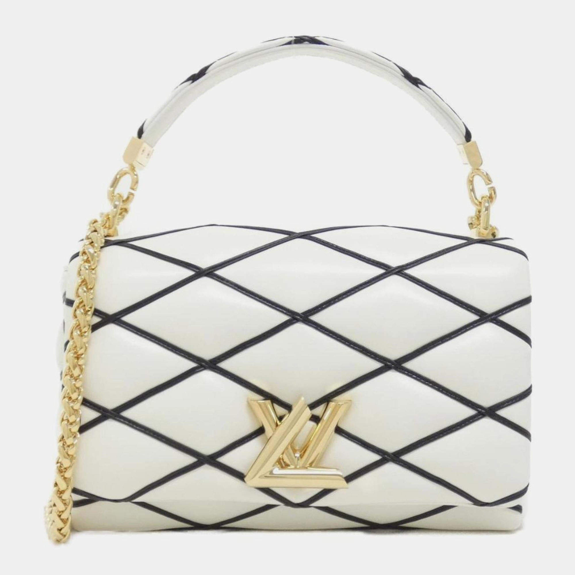 Pre Owned Louis Vuitton Black/White Lambskin Leather Go-14 MM Shoulder Bag