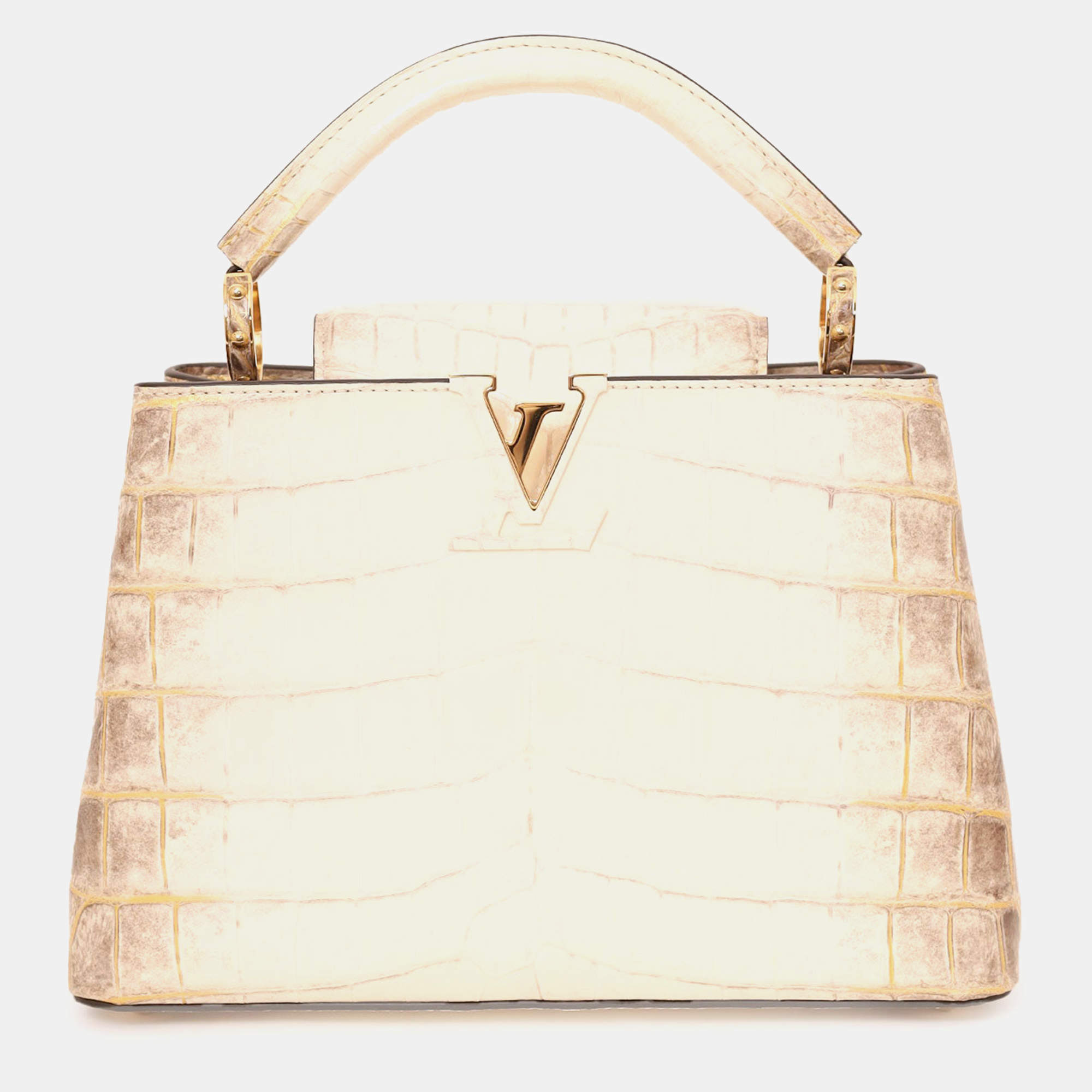 مملوكة مسبقًا Louis Vuitton 2022 Himalayan Niloticus Crocodile Capucines BB Top Handle with Strap