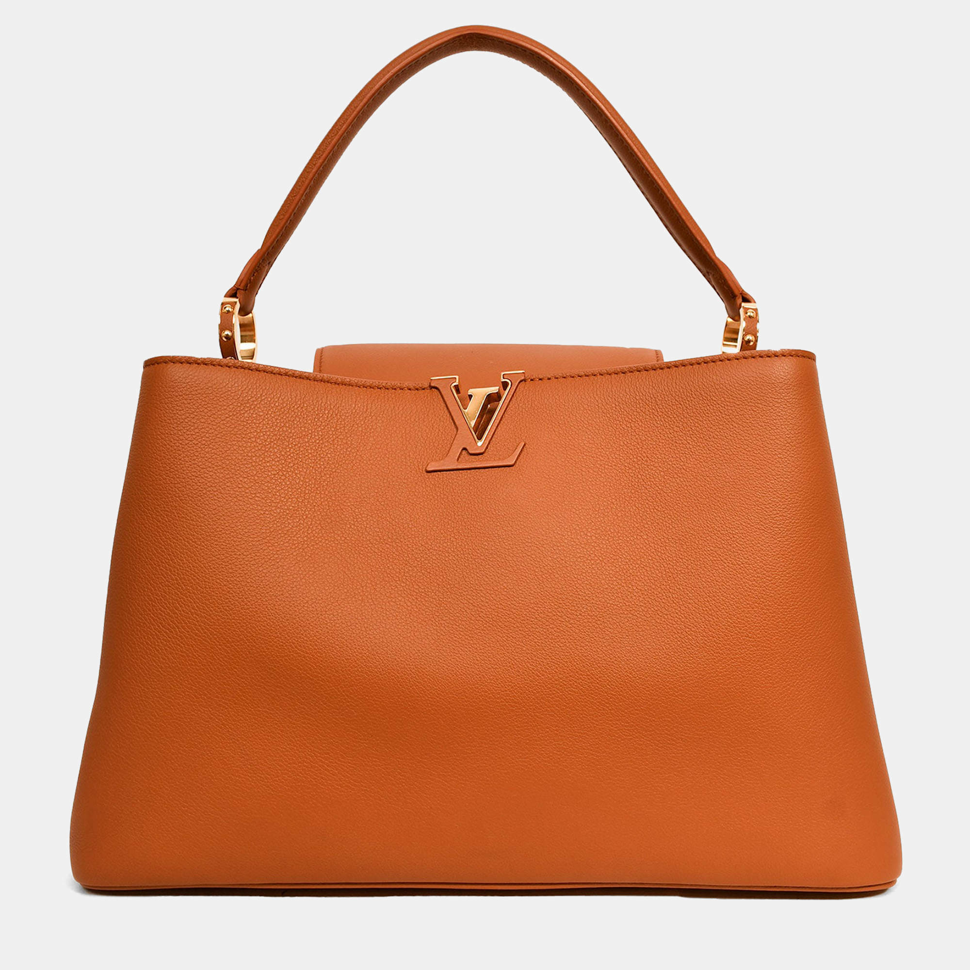 مملوكة مسبقًا Louis Vuitton Brown Smooth Leather Souple Capucines GM with Strap