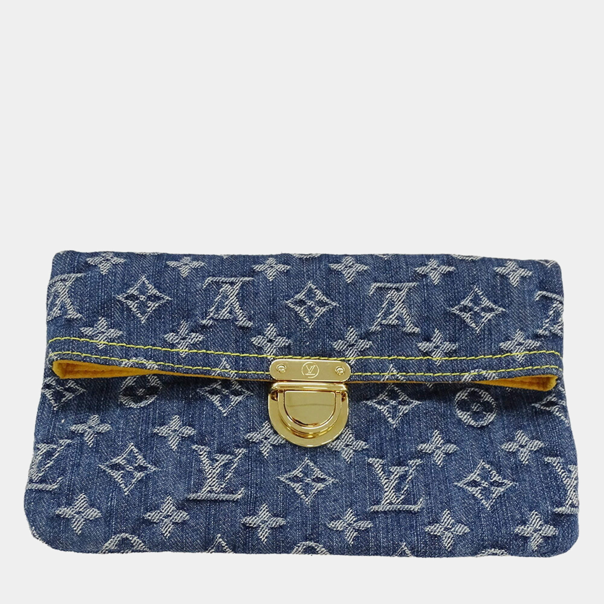 مملوكة مسبقًا Louis Vuitton Monogram Denim Clutch Bag Blue