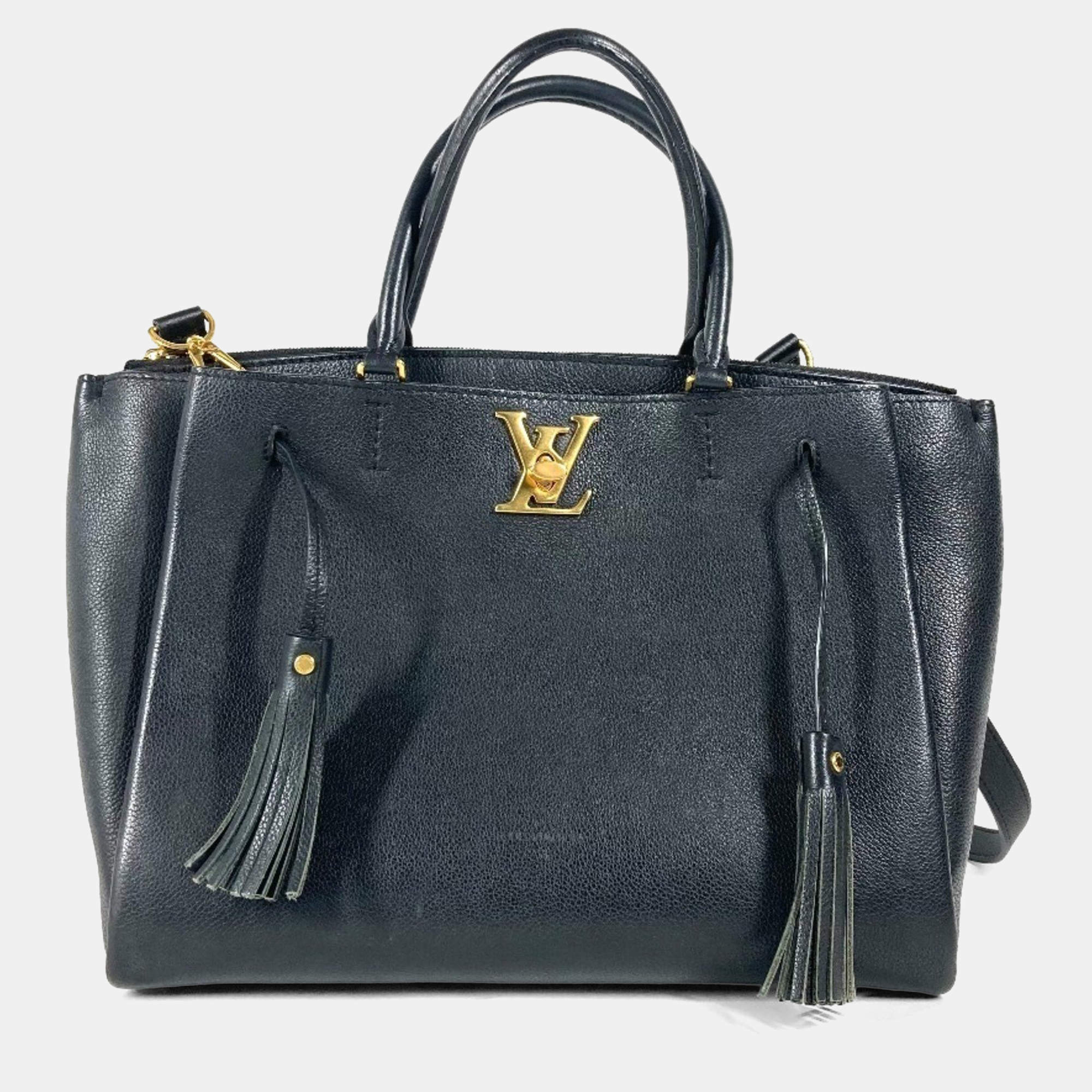 Pre Owned Louis Vuitton Rock Meat Bag With Tassel Shoulder Tote Crossbody Handbag Leather Noir Black