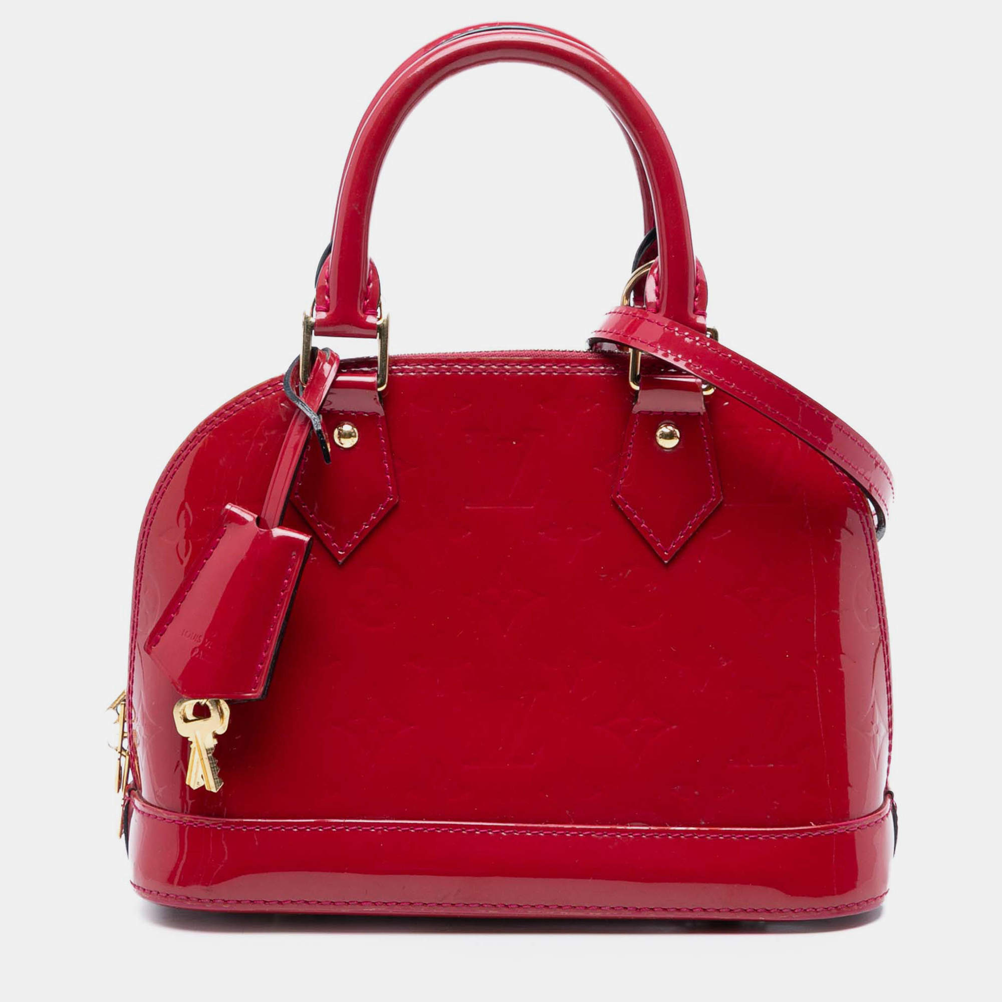 Pre Owned Louis Vuitton Red Monogram Vernis Alma BB