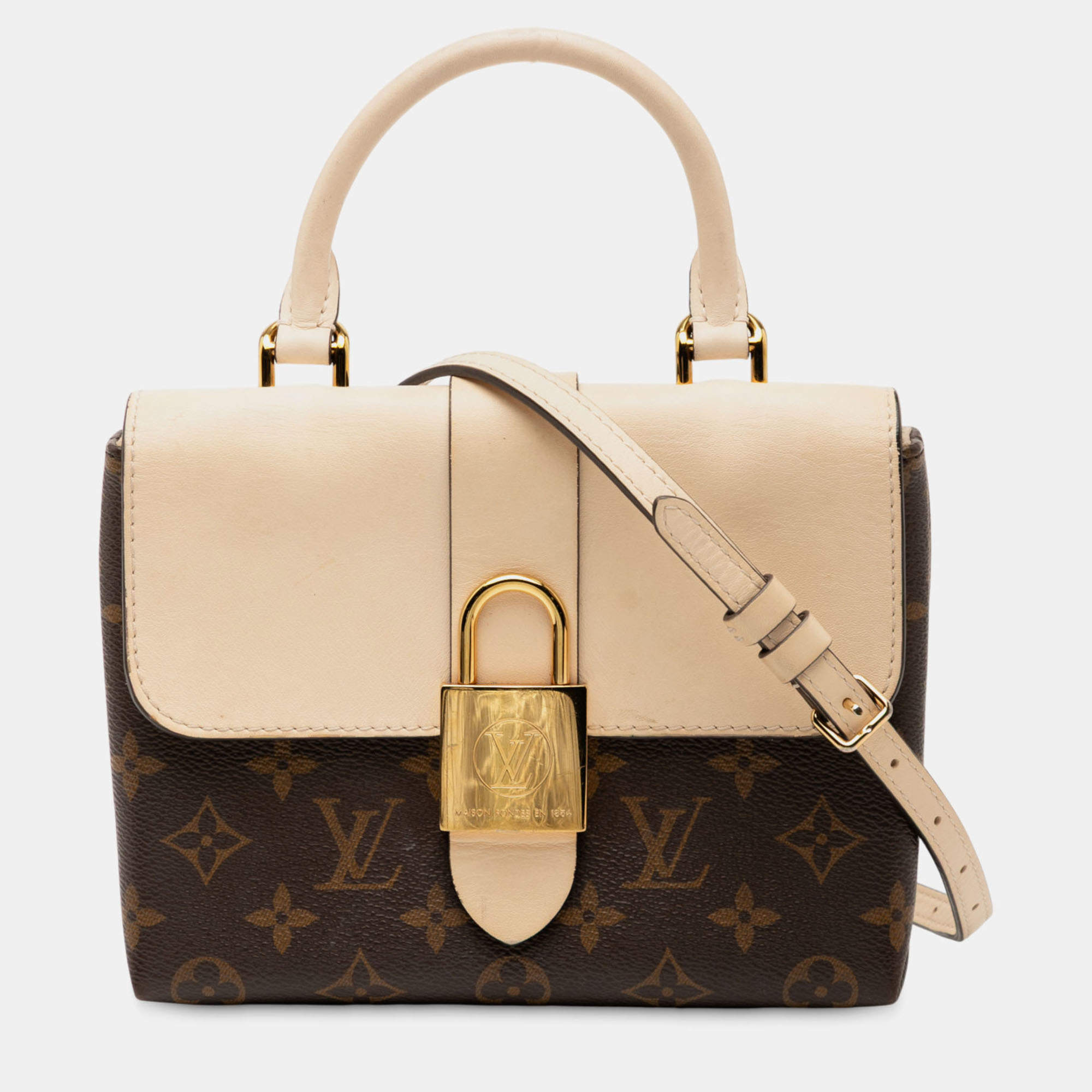 Pre Owned Louis Vuitton Brown/White Monogram Locky BB