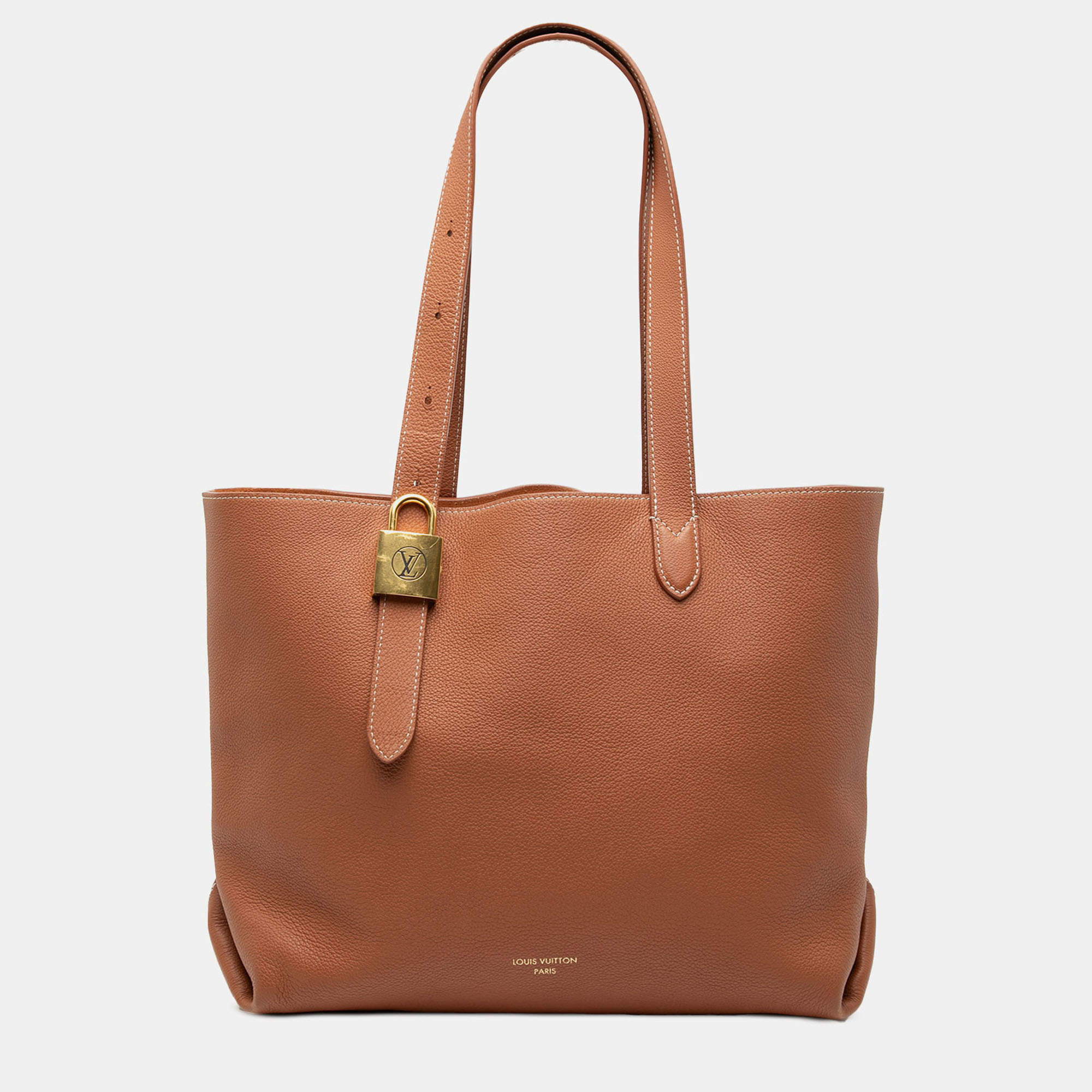 Pre Owned Louis Vuitton Brown Grained Calfskin Low Key Cabas MM