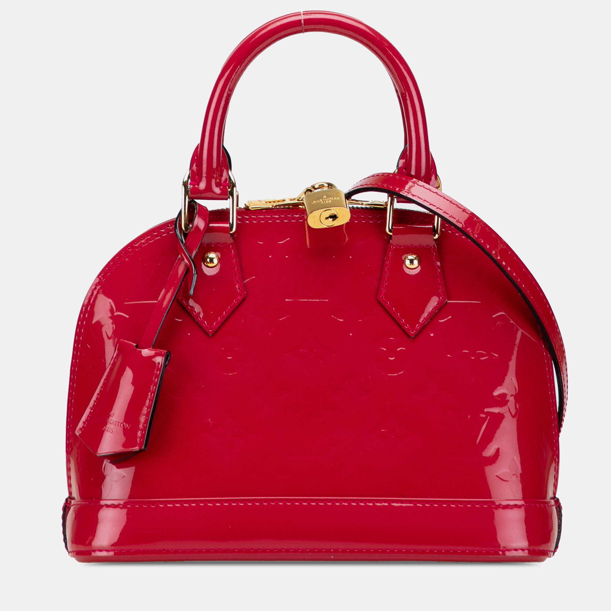 Pre Owned Louis Vuitton Red Monogram Vernis Alma BB