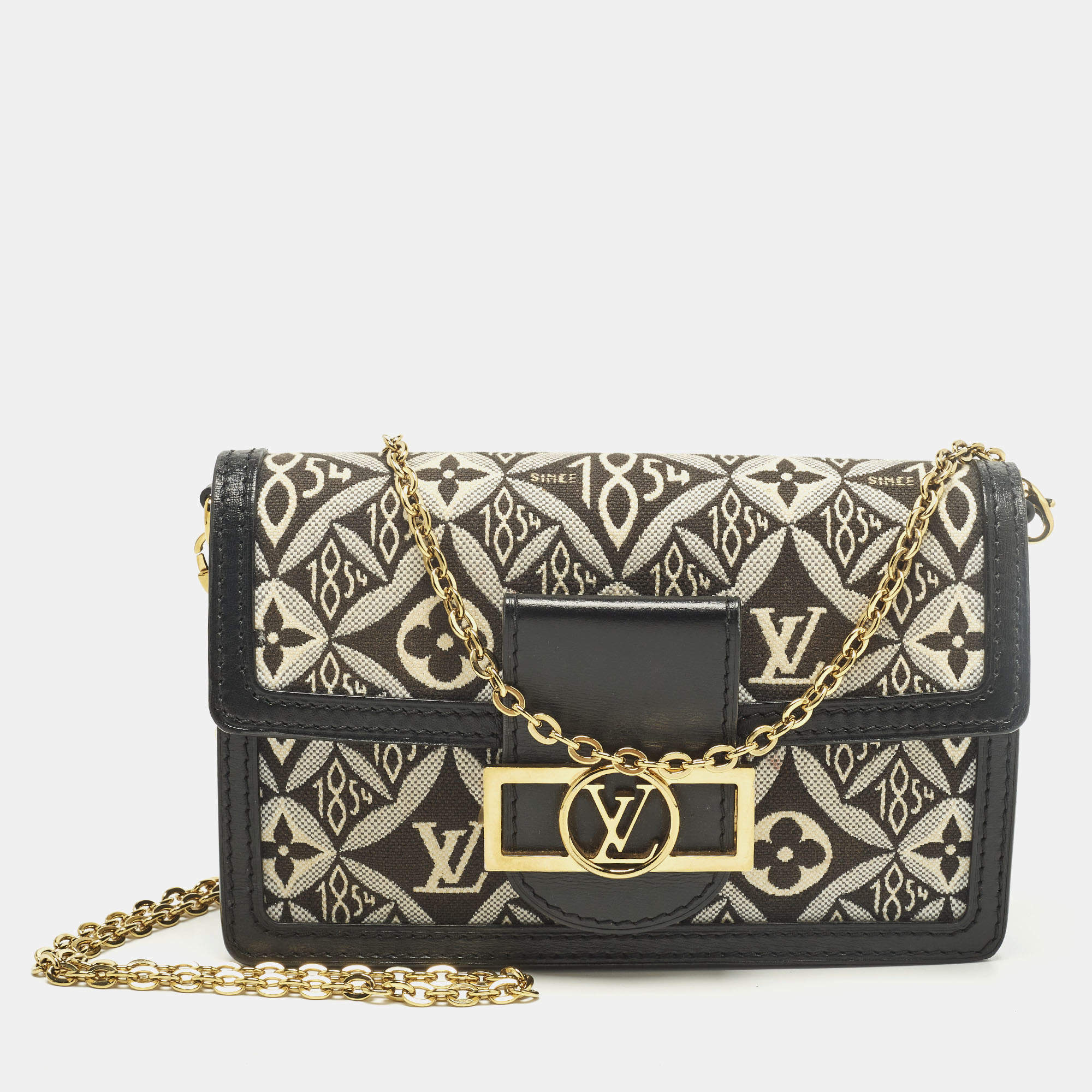 مملوكة مسبقًا Louis Vuitton Since 1854 Dauphine Black/White Canvas Wallet On Chain