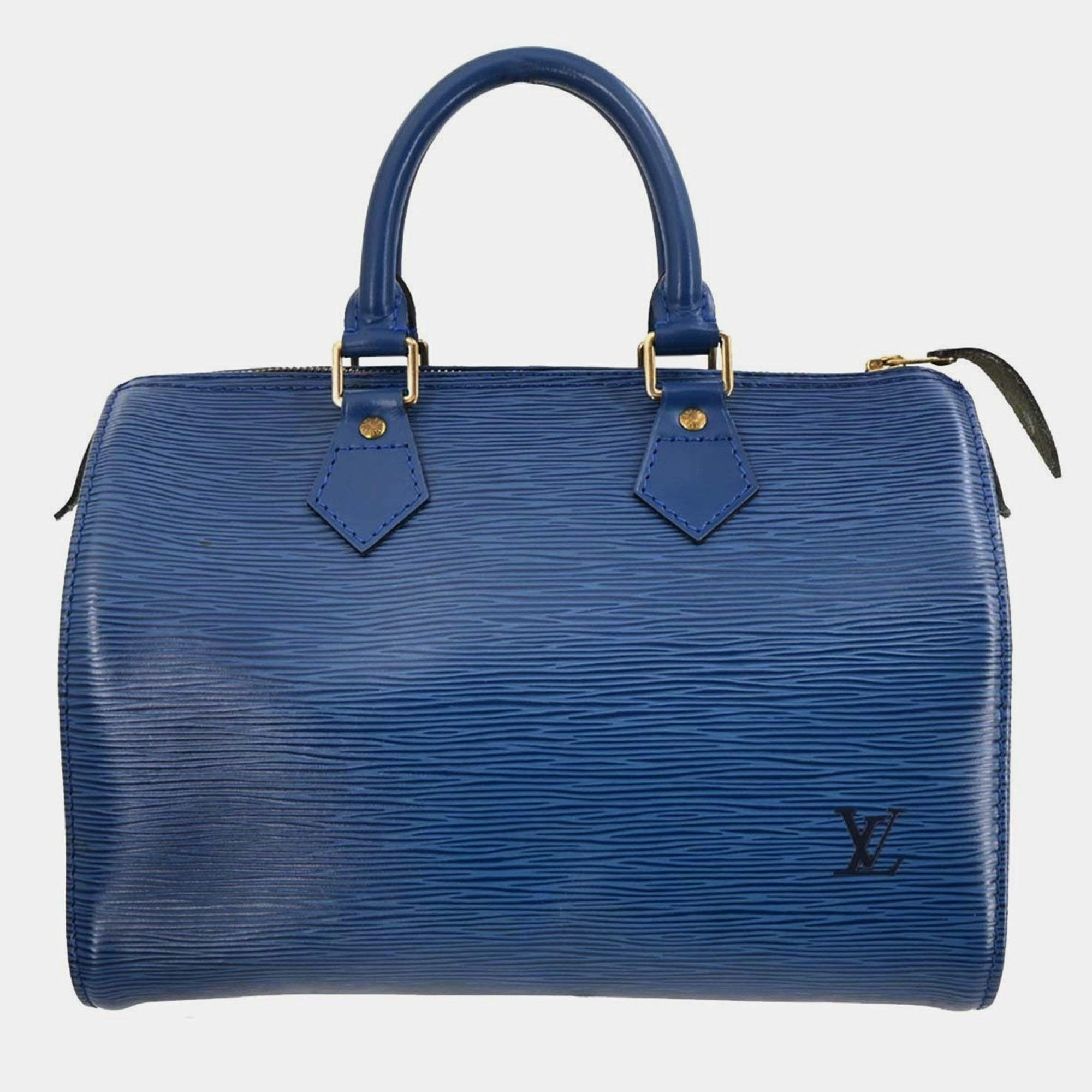 Pre Owned Louis Vuitton Blue Epi Speedy 25 Handbag