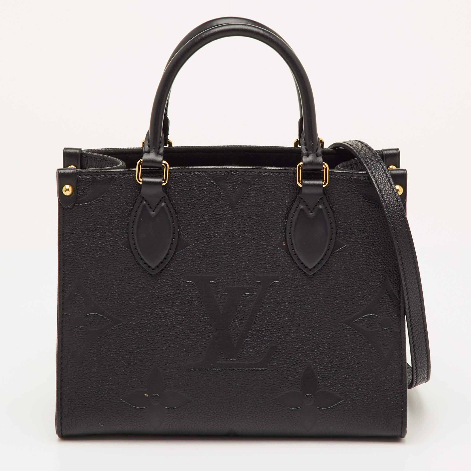 Pre Owned Louis Vuitton Onthego PM Black Monogram Empreinte Leather Bag